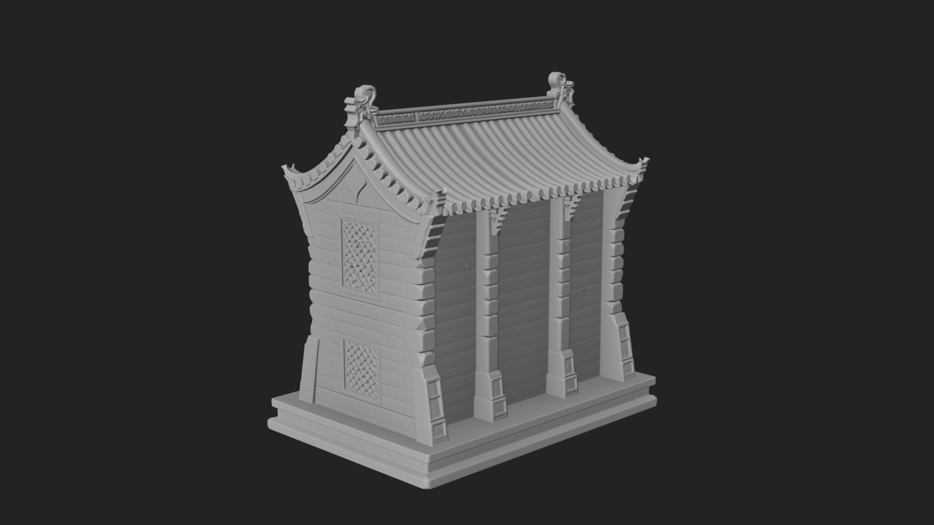 Chinese Gate House Model Design 2 3D Print Model 3D Model