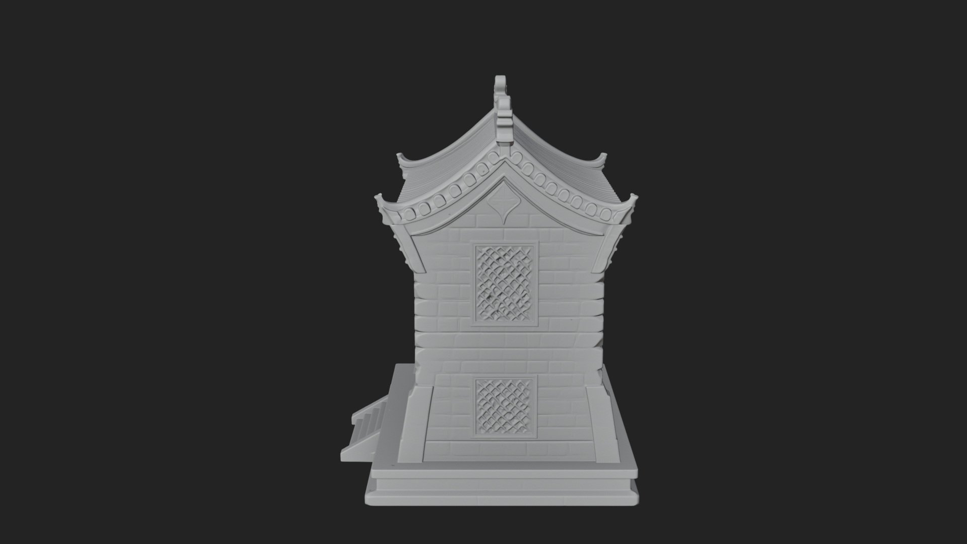 Chinese Gate House Model Design 2 3D Print Model 3D Model