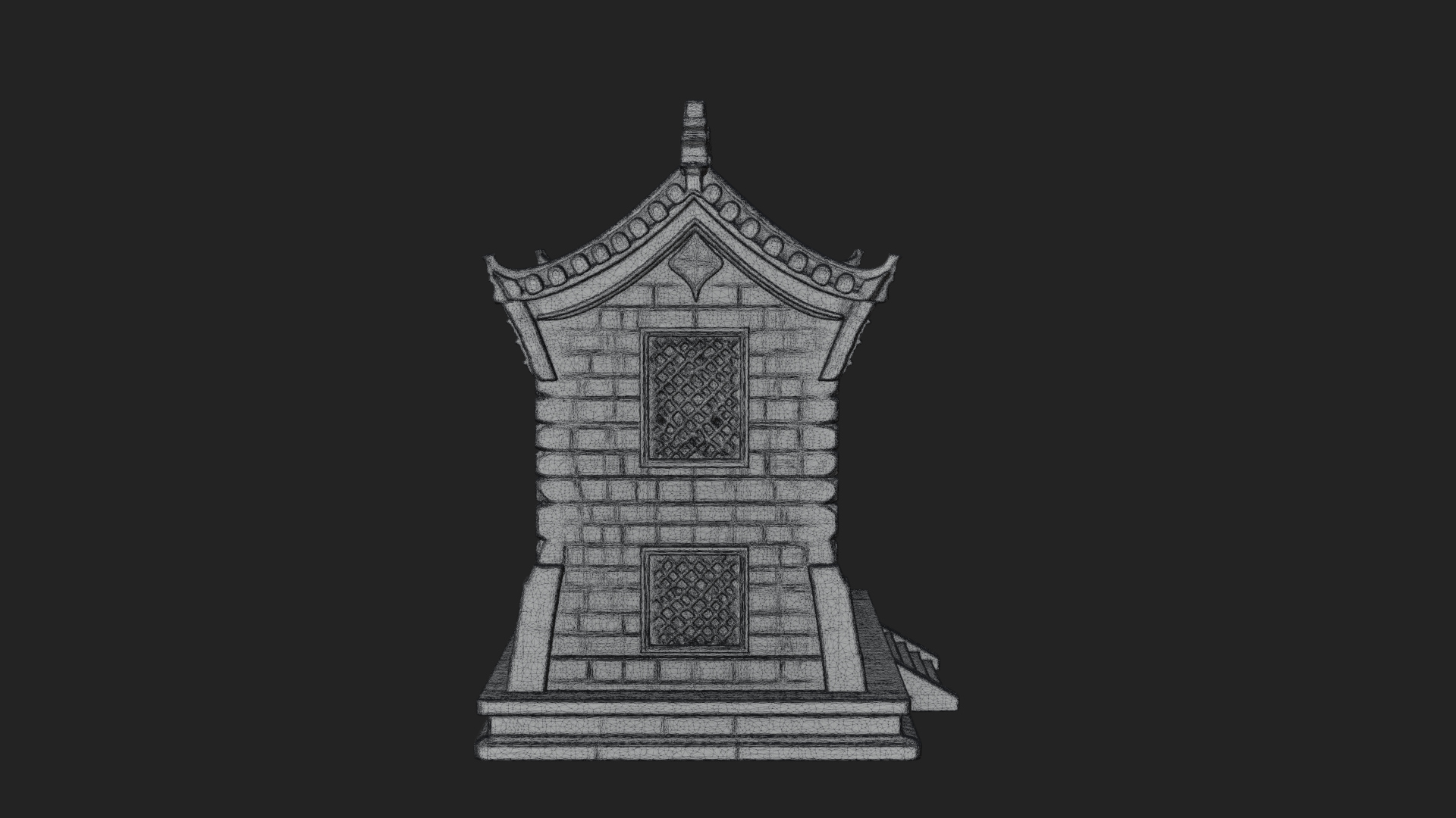 Chinese Gate House Model Design 2 3D Print Model 3D Model