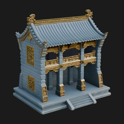 Chinese Gate House Model Design 2 3D Print Model