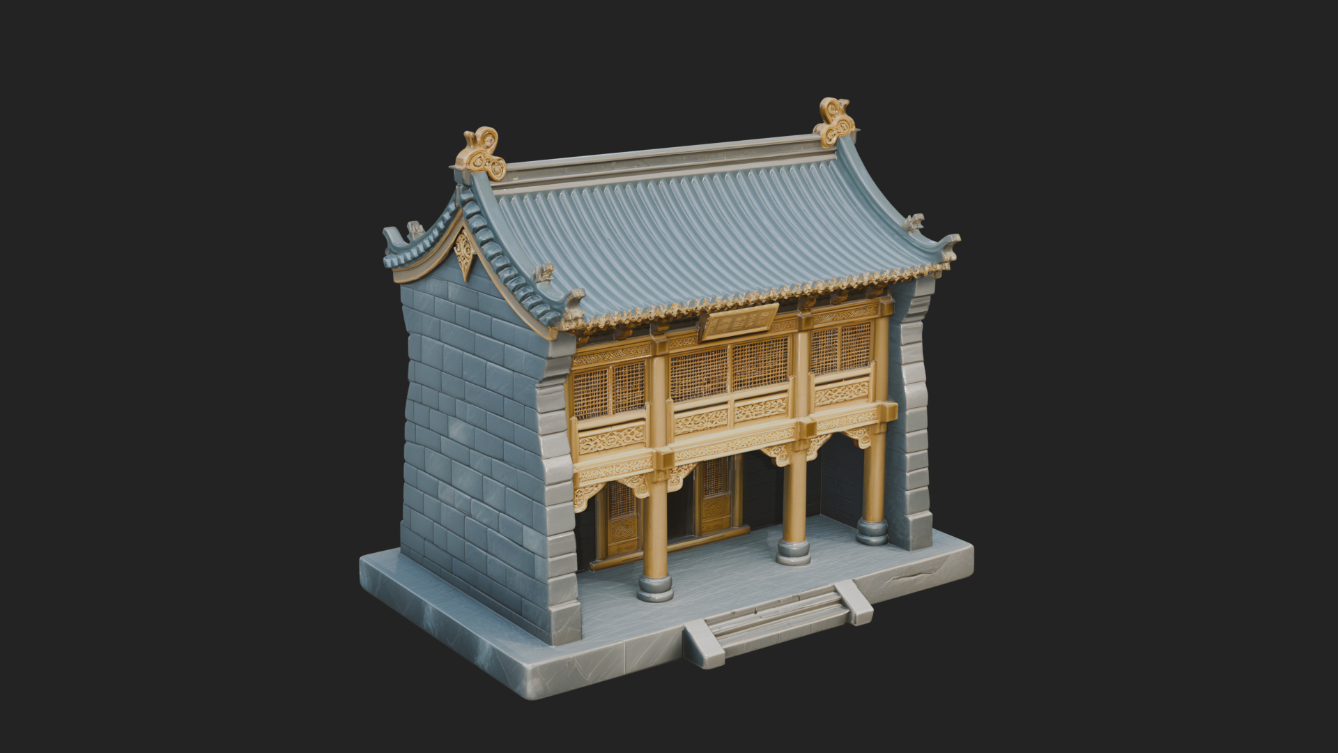 Chinese Gate House Model Design 3 3D Print Model 3D Model