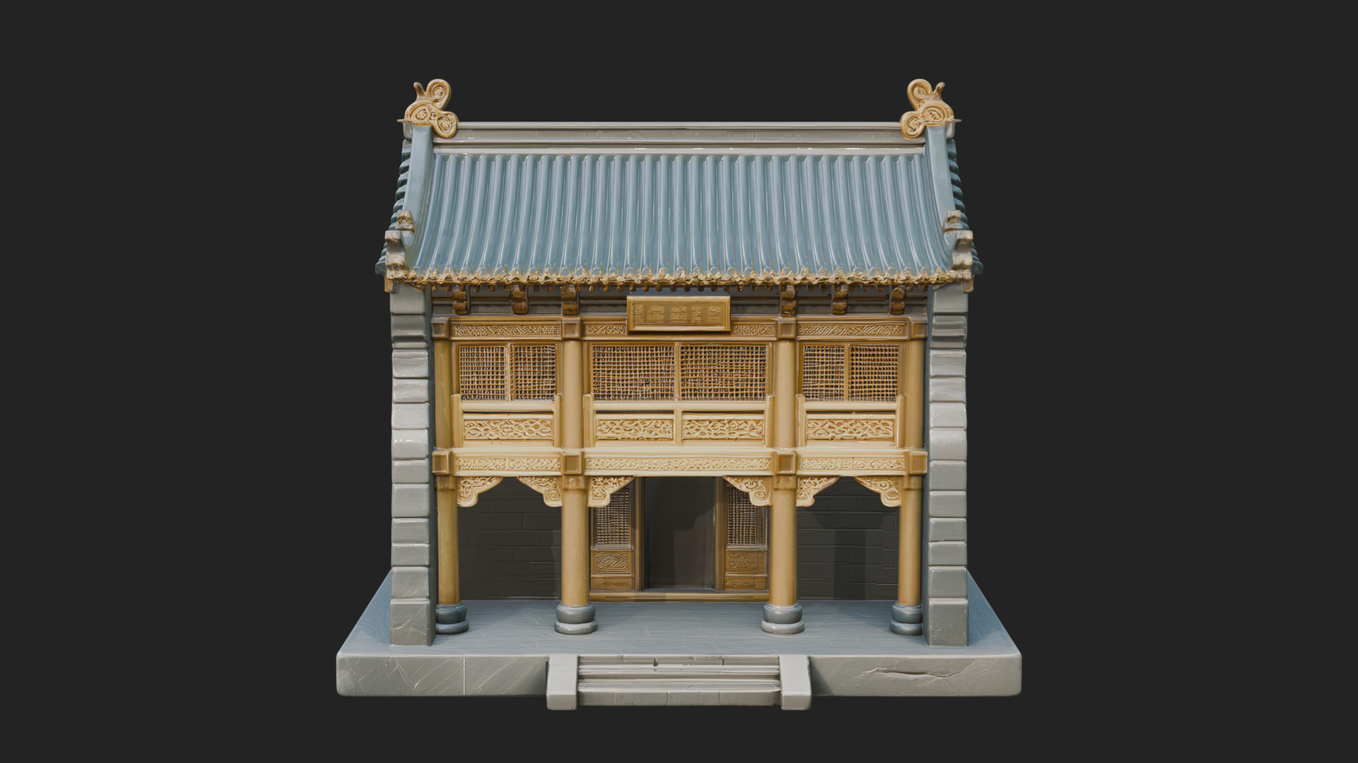 Chinese Gate House Model Design 3 3D Print Model 3D Model