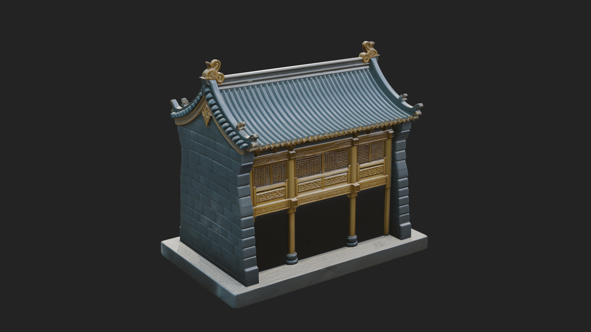 Chinese Gate House Model Design 3 3D Print Model 3D Model