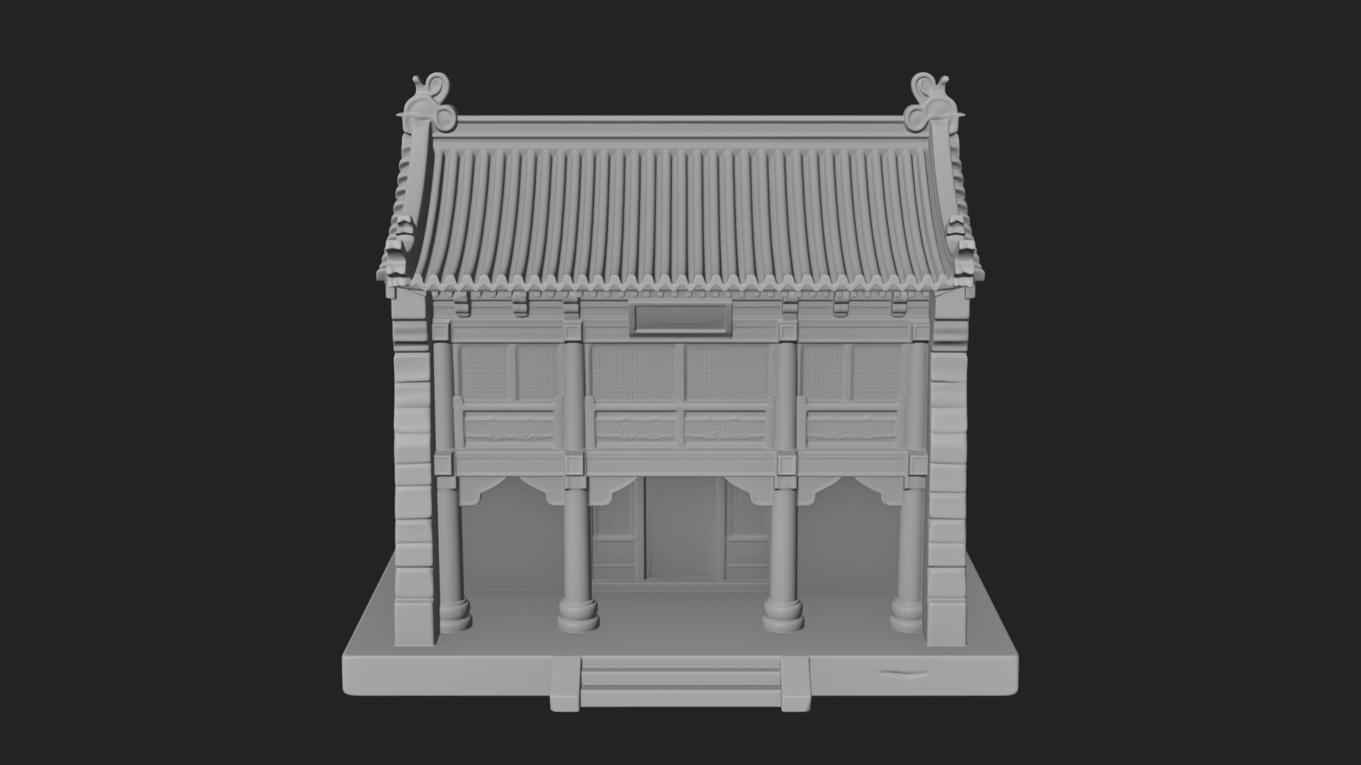 Chinese Gate House Model Design 3 3D Print Model 3D Model