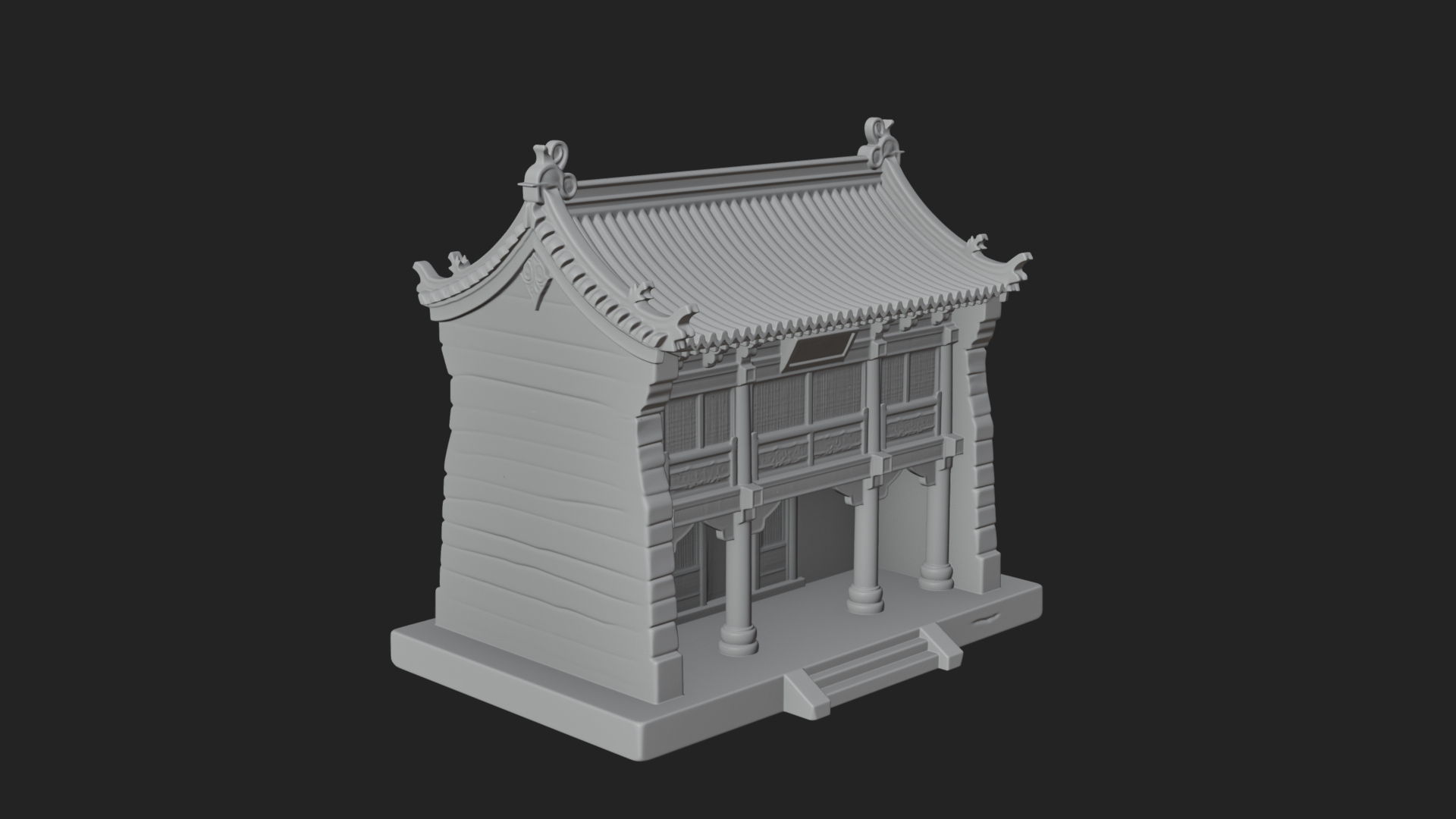 Chinese Gate House Model Design 3 3D Print Model 3D Model