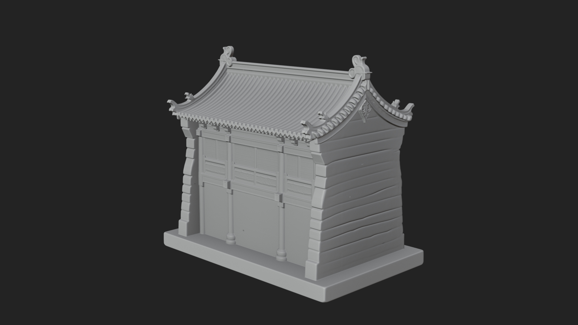 Chinese Gate House Model Design 3 3D Print Model 3D Model