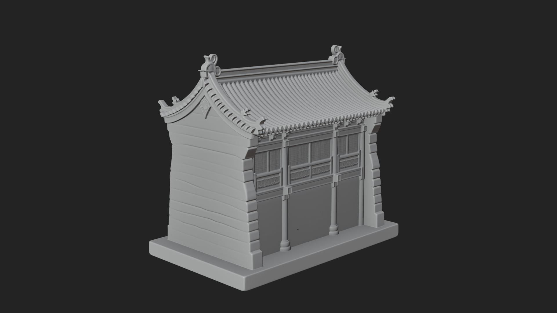 Chinese Gate House Model Design 3 3D Print Model 3D Model