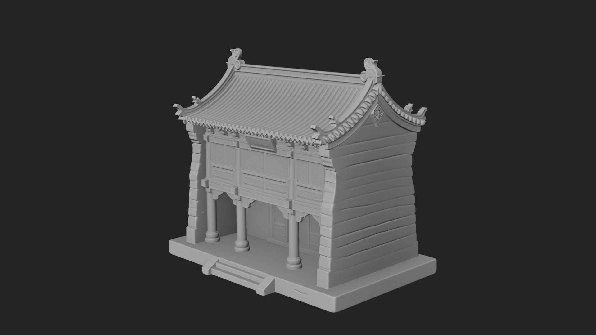 Chinese Gate House Model Design 3 3D Print Model 3D Model