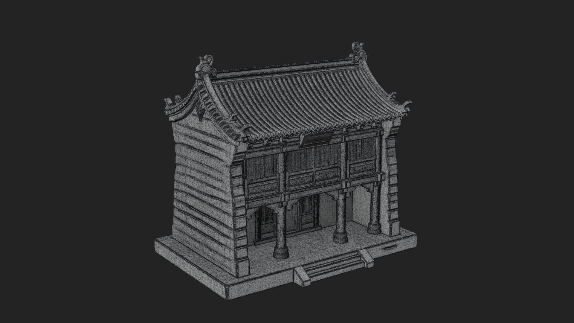 Chinese Gate House Model Design 3 3D Print Model 3D Model