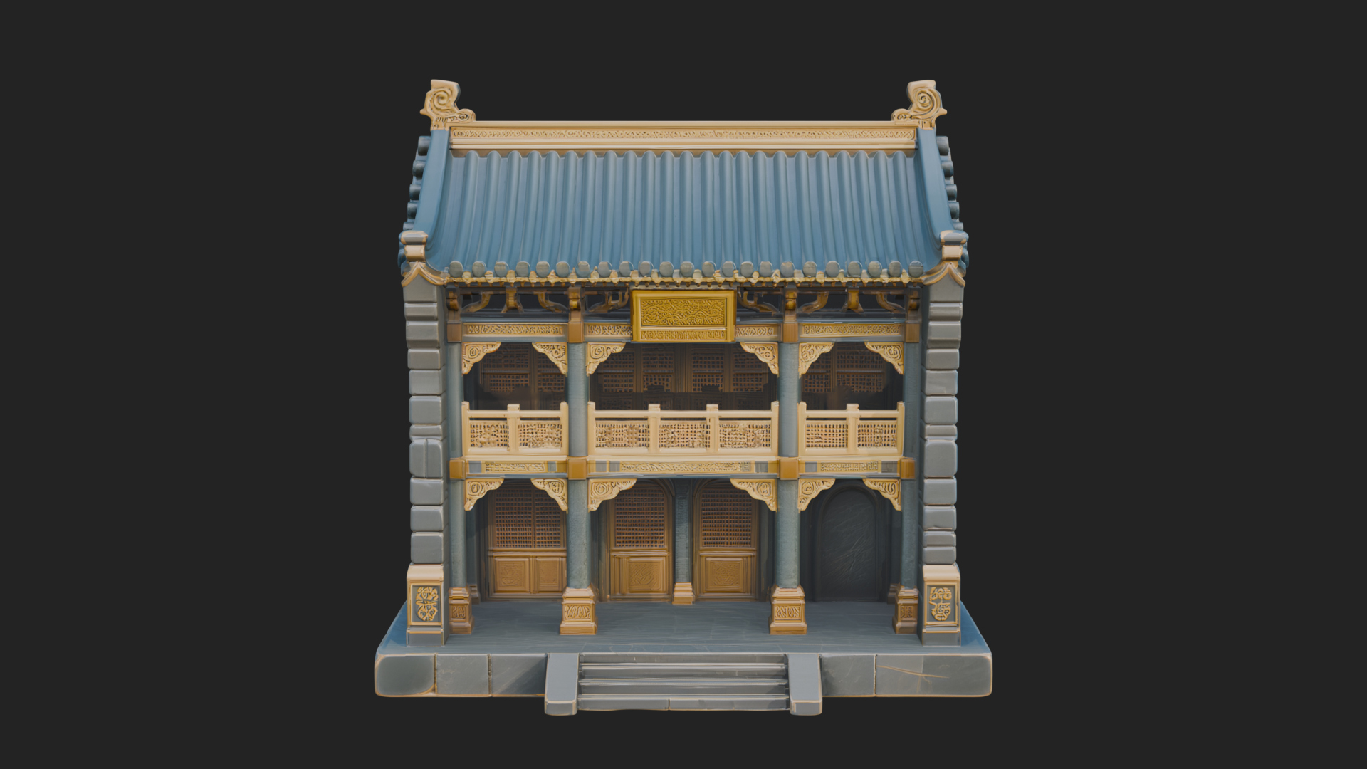 Chinese Gate House Model Design 4 3D Print Model 3D Model