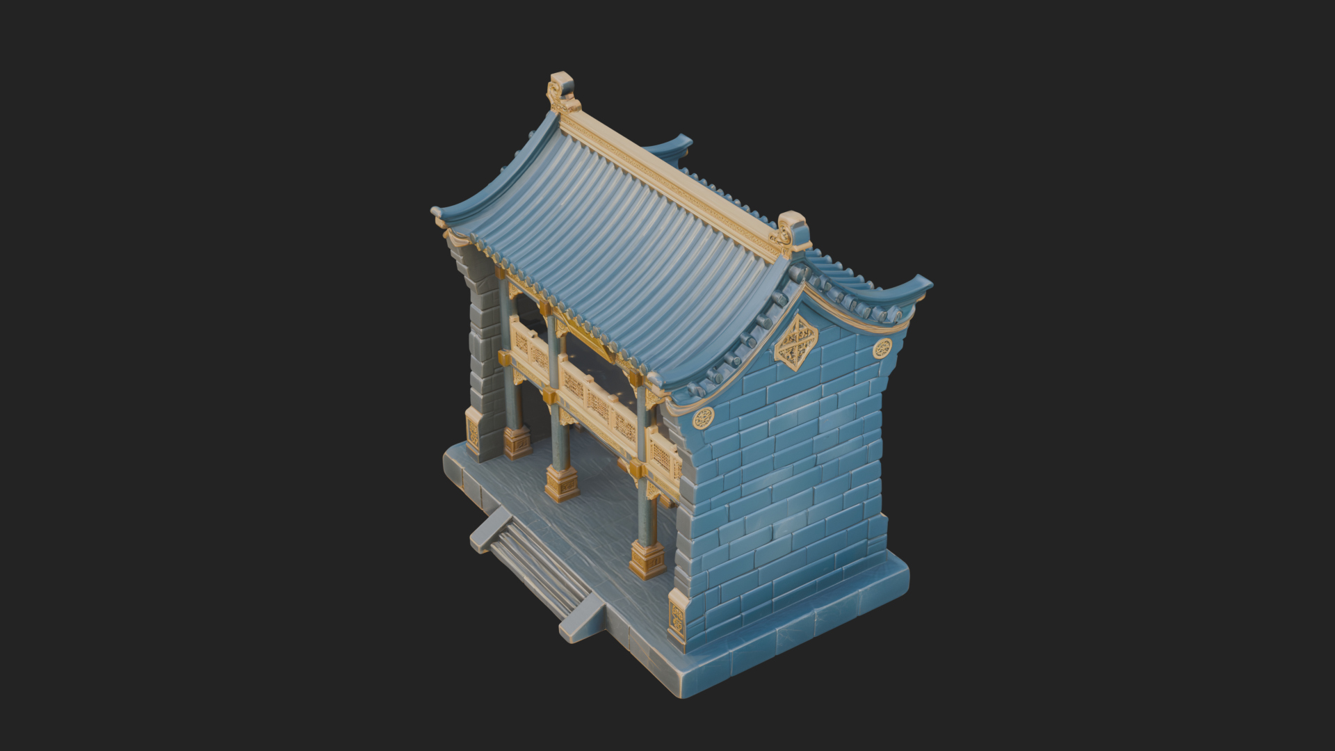 Chinese Gate House Model Design 4 3D Print Model 3D Model
