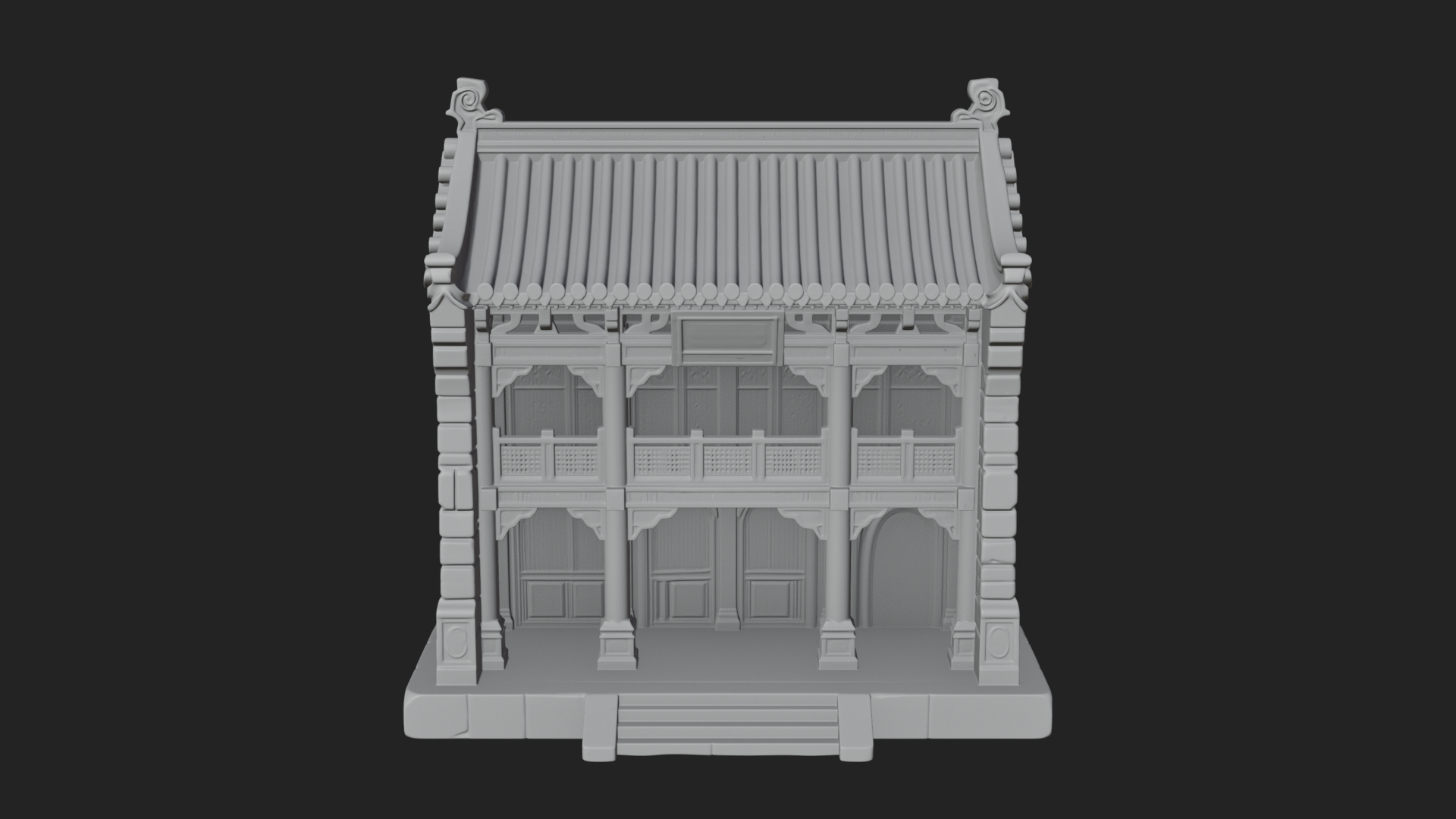 Chinese Gate House Model Design 4 3D Print Model 3D Model
