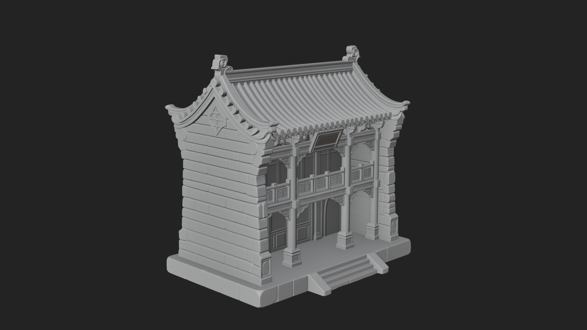 Chinese Gate House Model Design 4 3D Print Model 3D Model