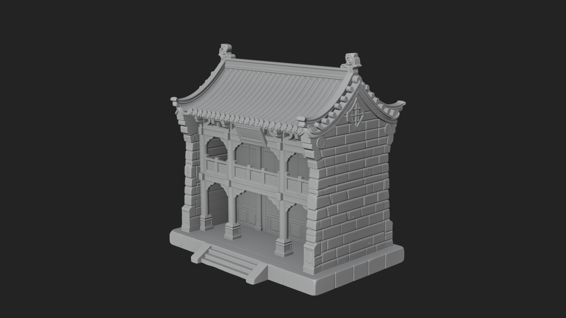 Chinese Gate House Model Design 4 3D Print Model 3D Model