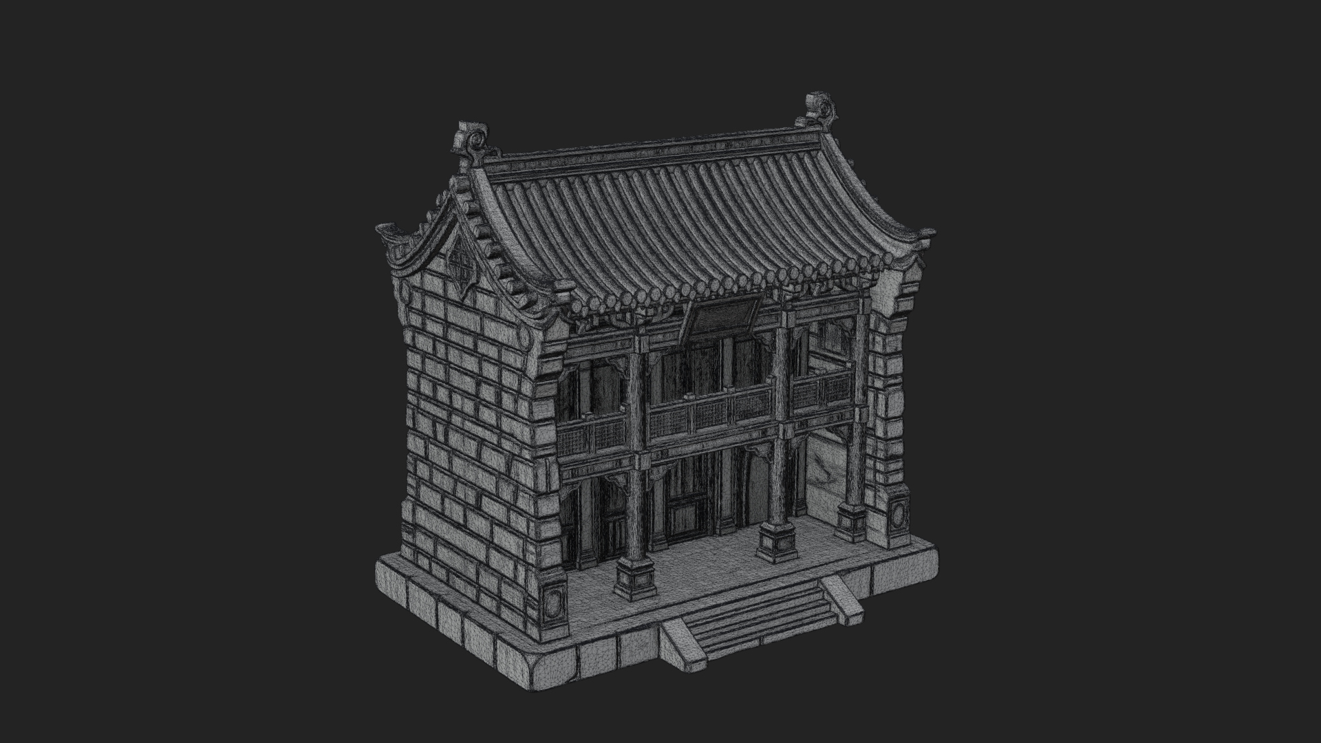 Chinese Gate House Model Design 4 3D Print Model 3D Model