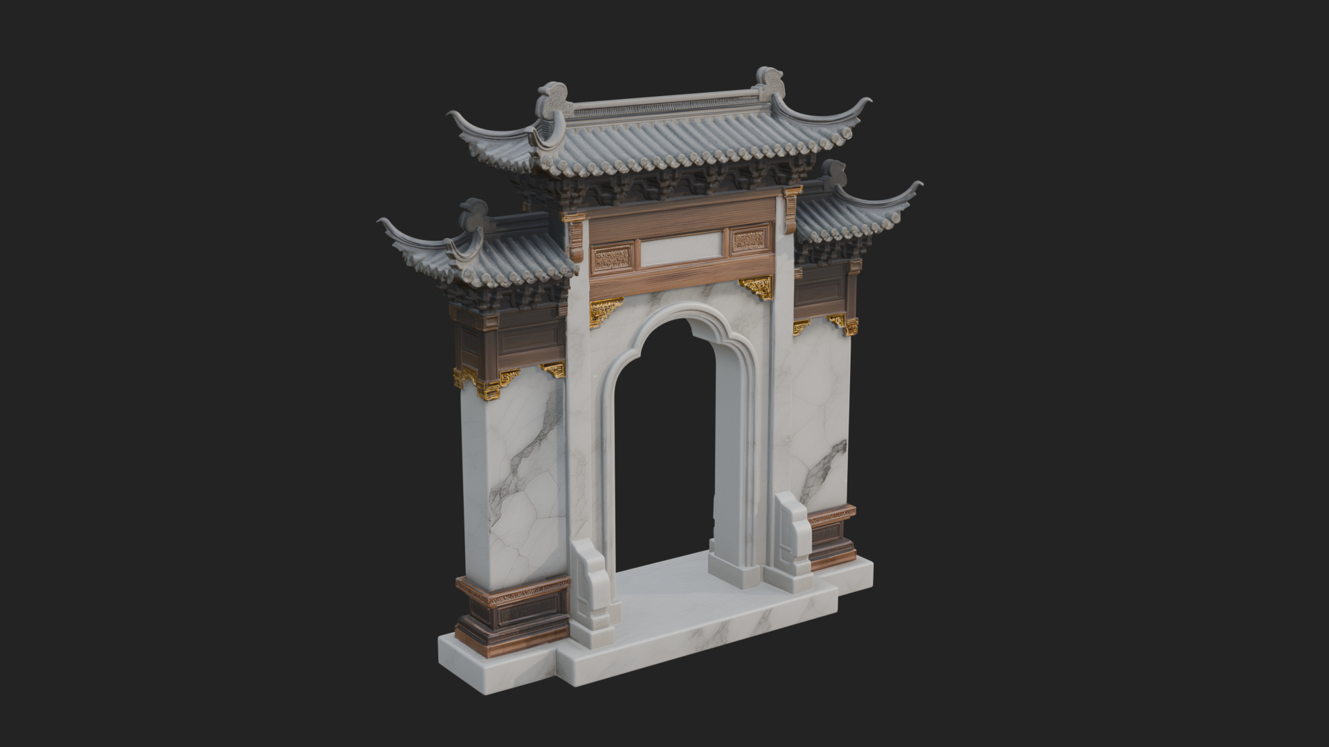 Chinese Gateway Arch Design 3 3D Print Model 3D Model