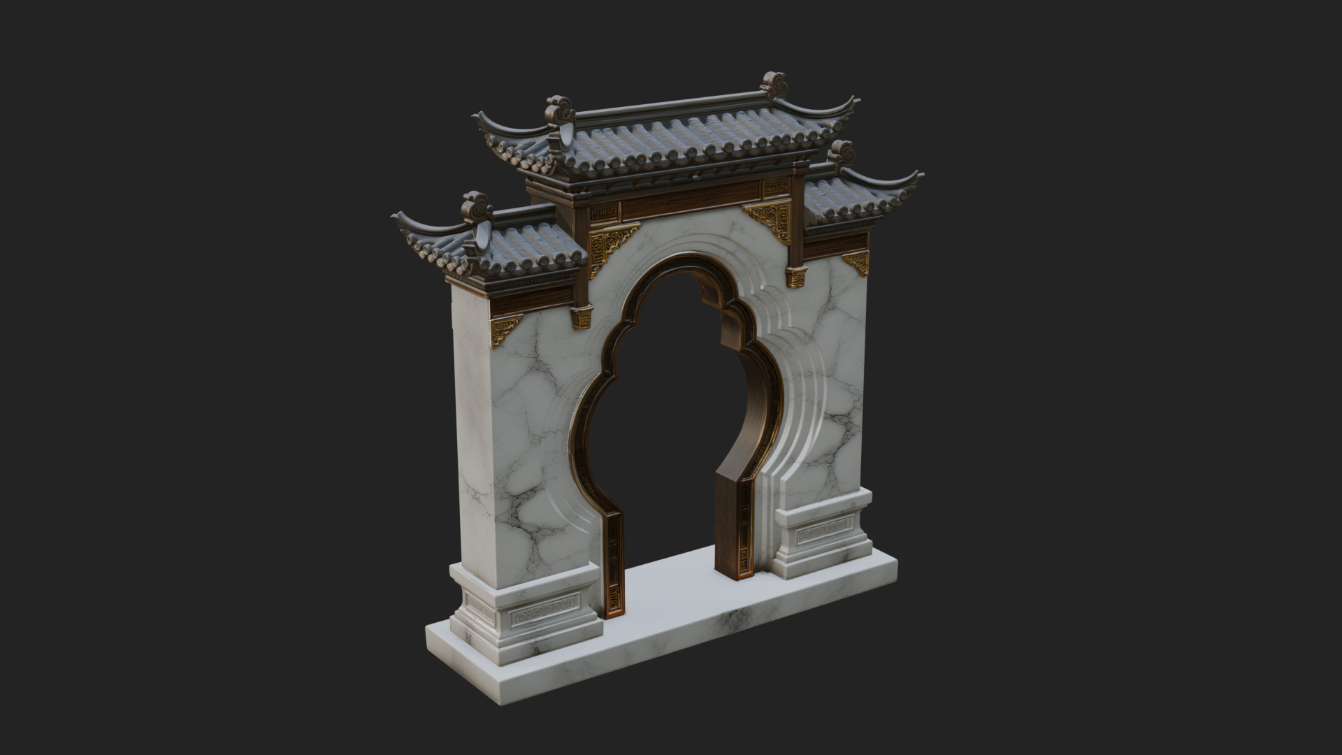 Chinese Gateway Arch Design 4 3D Print Model 3D Model