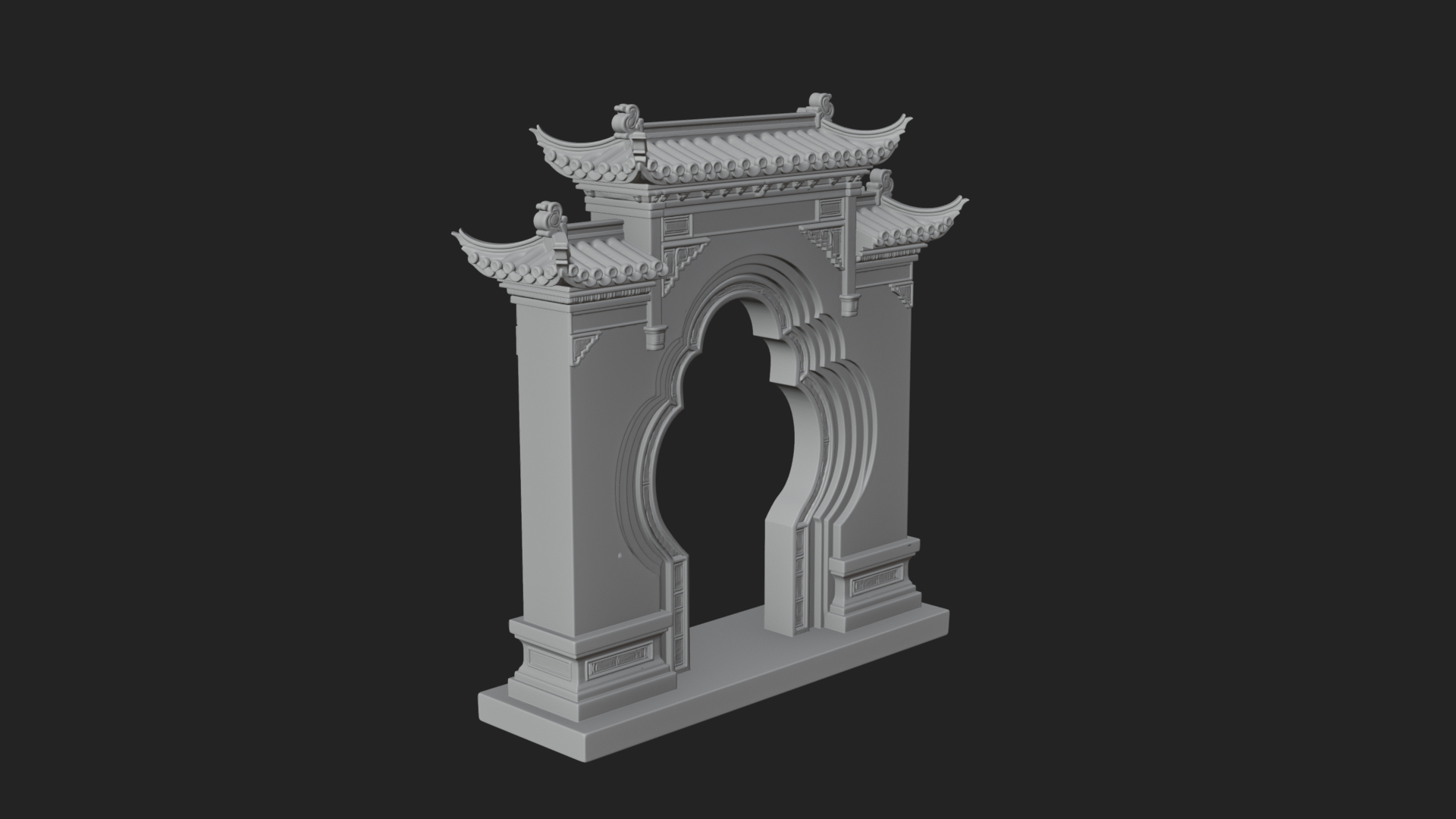 Chinese Gateway Arch Design 4 3D Print Model 3D Model