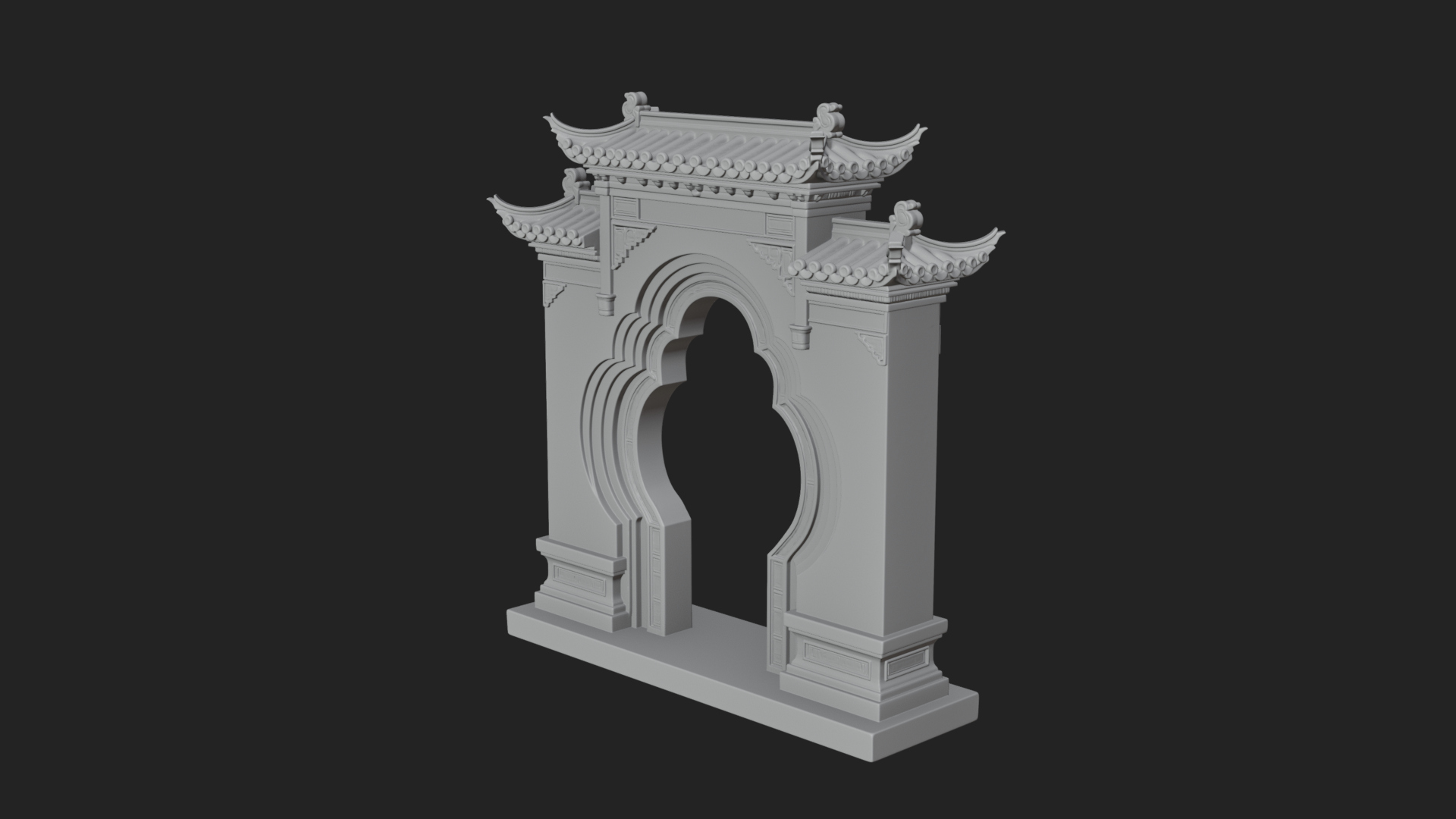 Chinese Gateway Arch Design 4 3D Print Model 3D Model
