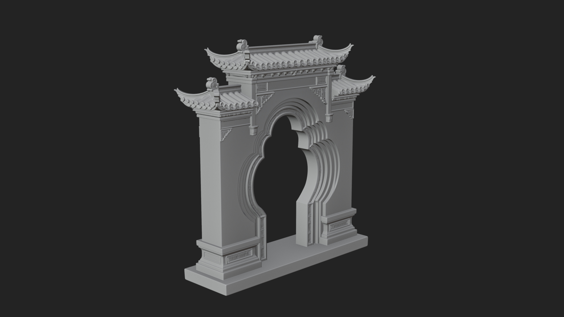 Chinese Gateway Arch Design 4 3D Print Model 3D Model