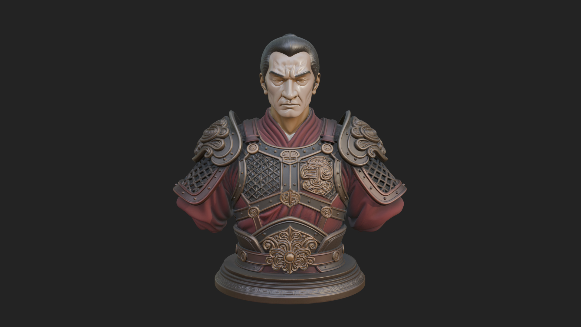 Chinese General Armor Bust Design 1 3D Print Model 3D Model