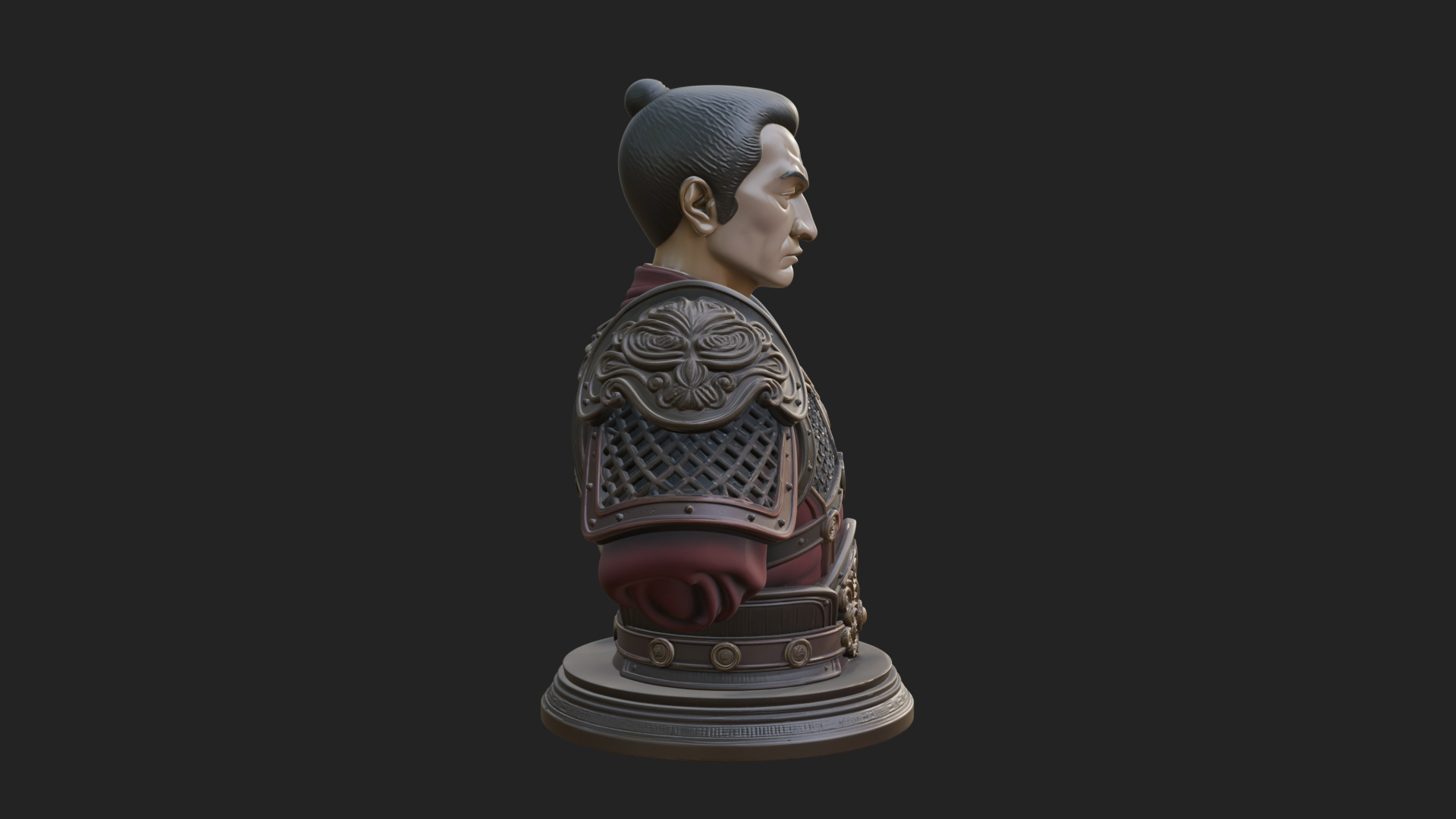 Chinese General Armor Bust Design 1 3D Print Model 3D Model
