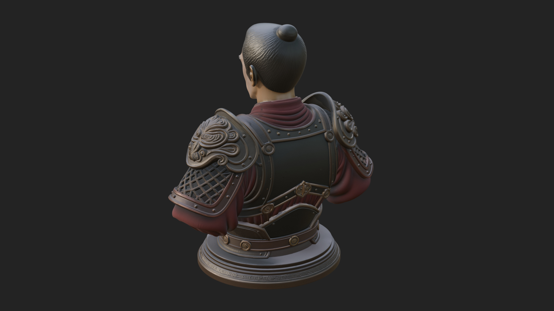 Chinese General Armor Bust Design 1 3D Print Model 3D Model