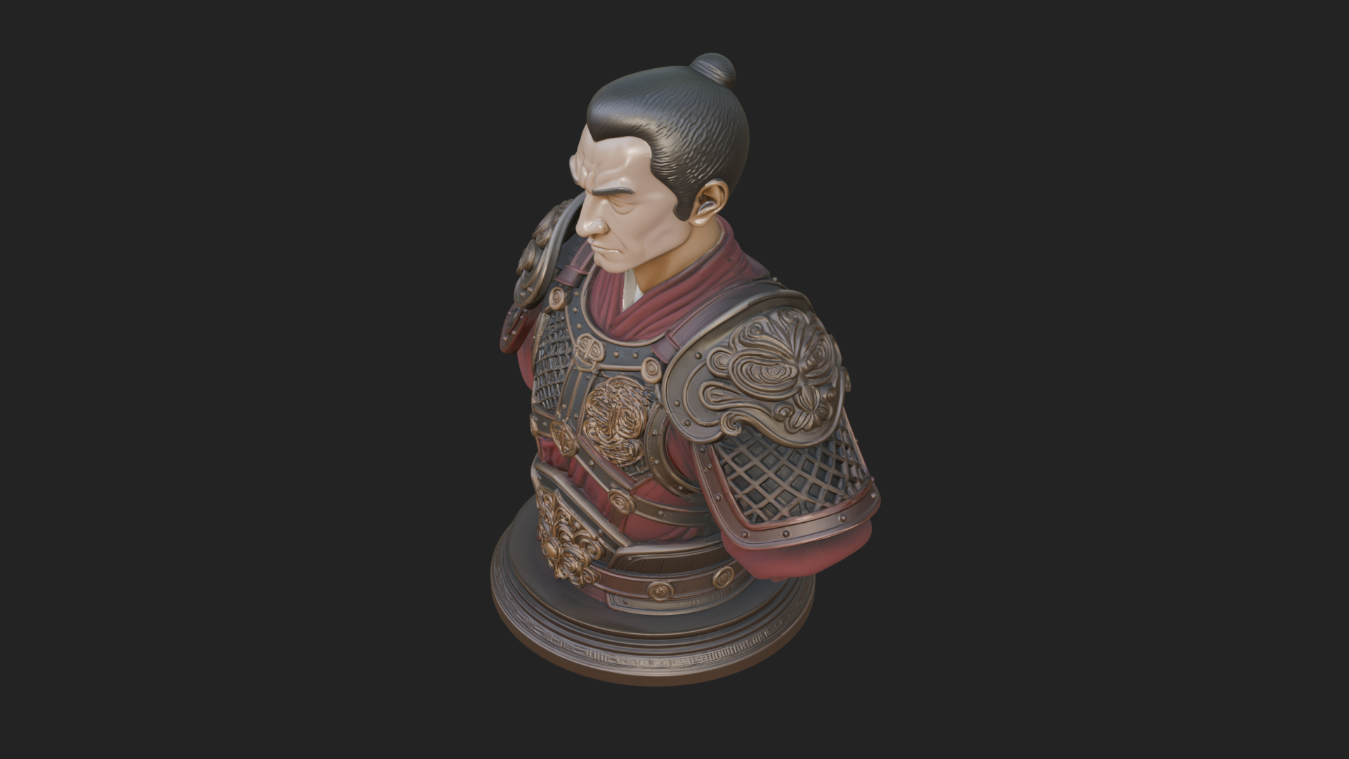 Chinese General Armor Bust Design 1 3D Print Model 3D Model