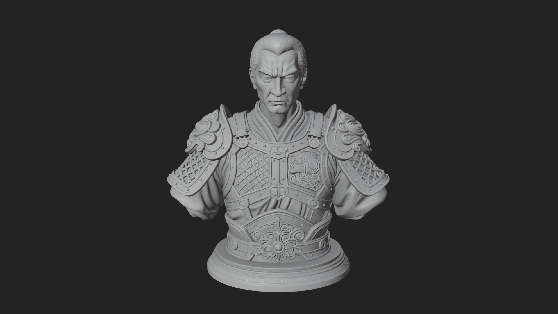 Chinese General Armor Bust Design 1 3D Print Model 3D Model