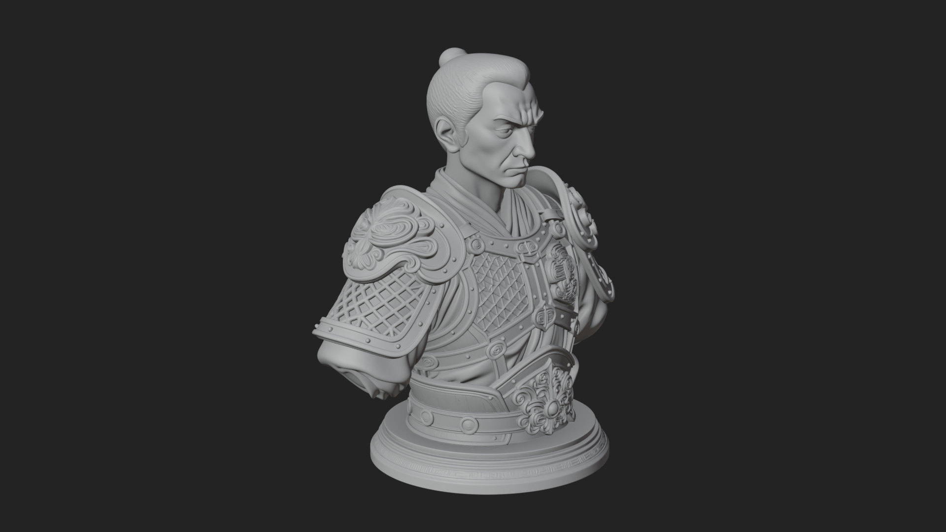 Chinese General Armor Bust Design 1 3D Print Model 3D Model