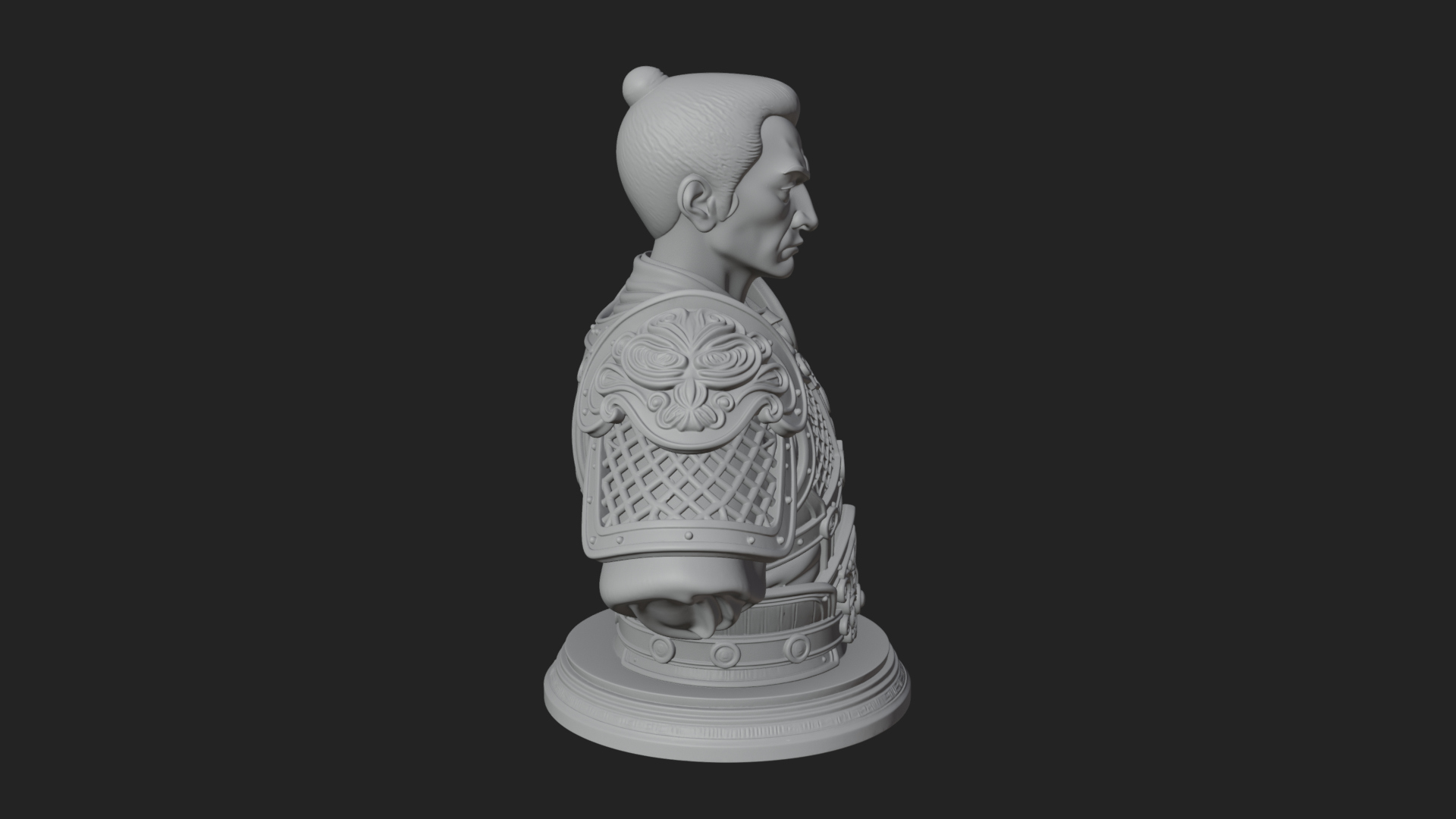 Chinese General Armor Bust Design 1 3D Print Model 3D Model