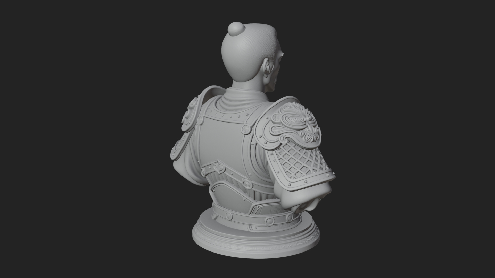 Chinese General Armor Bust Design 1 3D Print Model 3D Model
