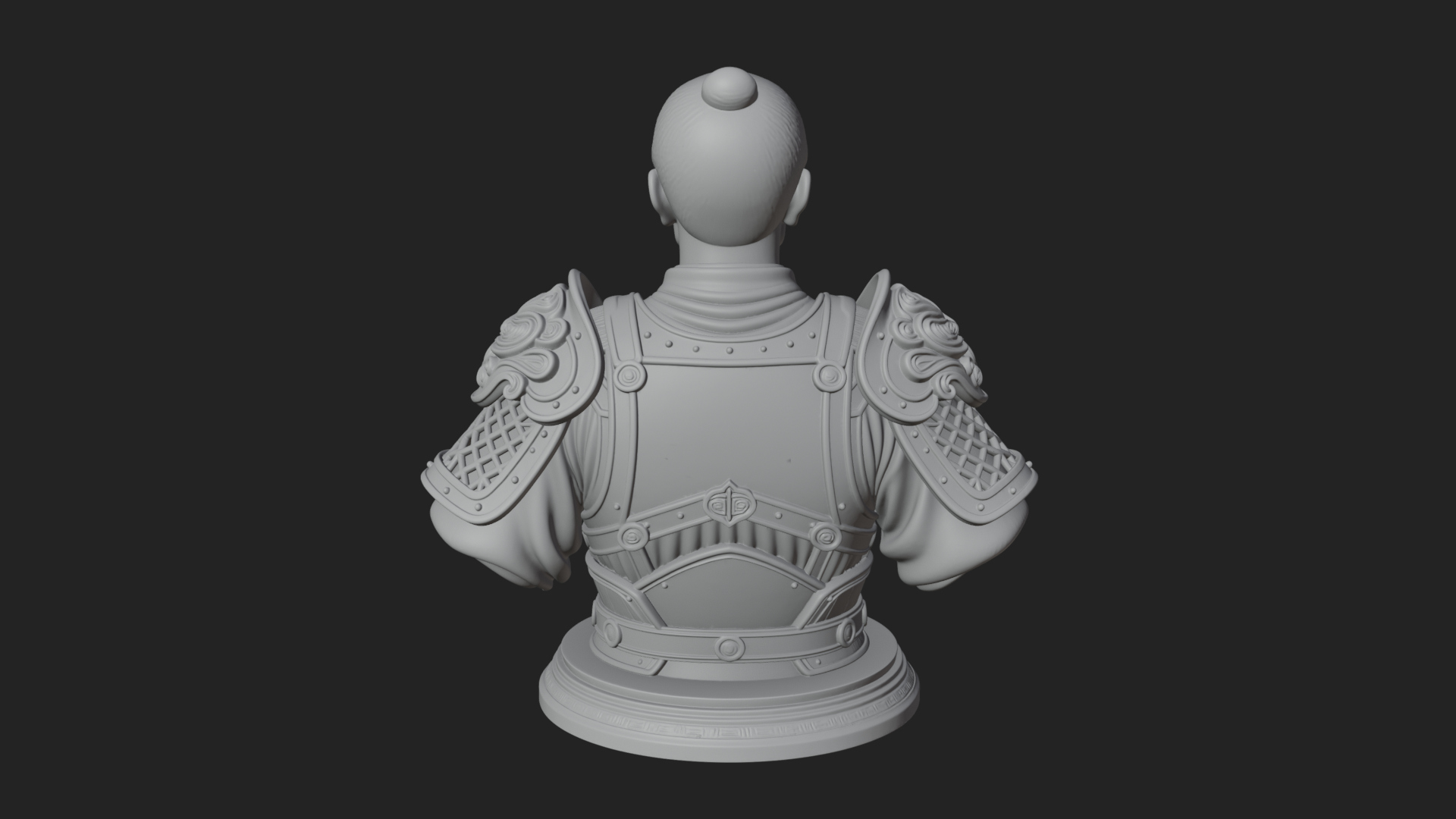 Chinese General Armor Bust Design 1 3D Print Model 3D Model