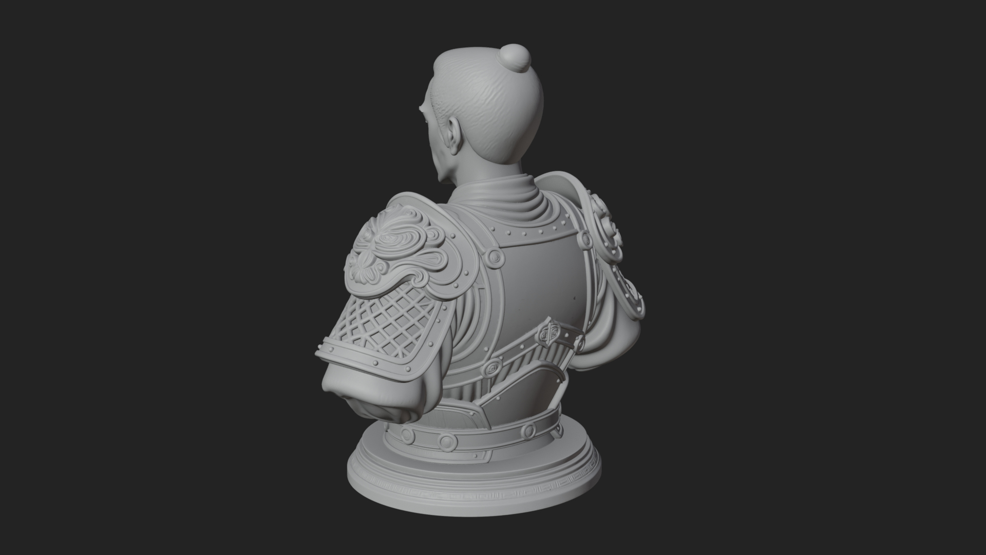 Chinese General Armor Bust Design 1 3D Print Model 3D Model