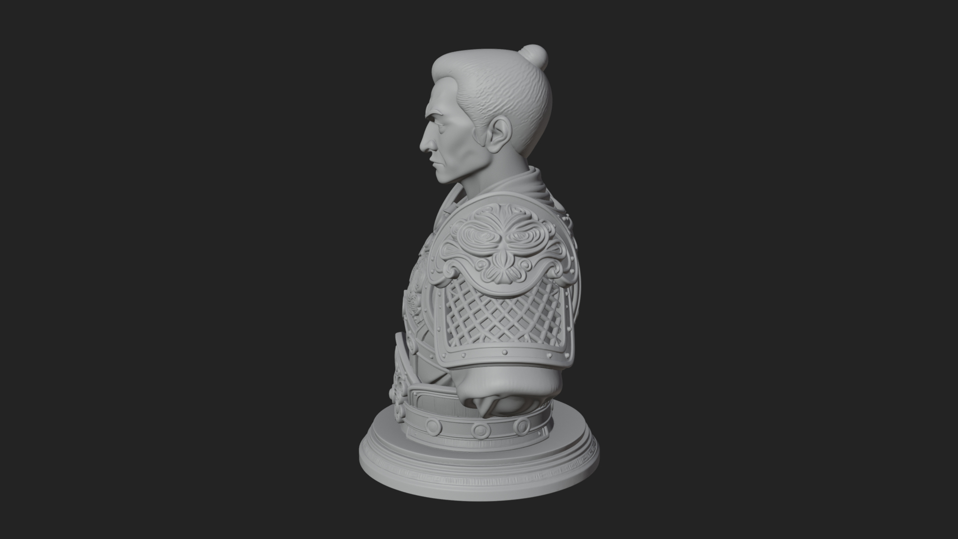 Chinese General Armor Bust Design 1 3D Print Model 3D Model
