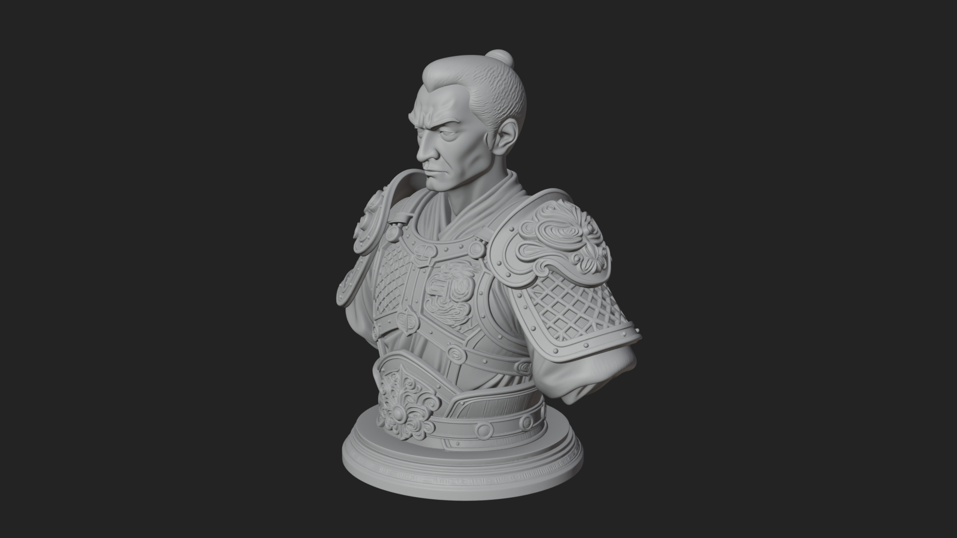 Chinese General Armor Bust Design 1 3D Print Model 3D Model