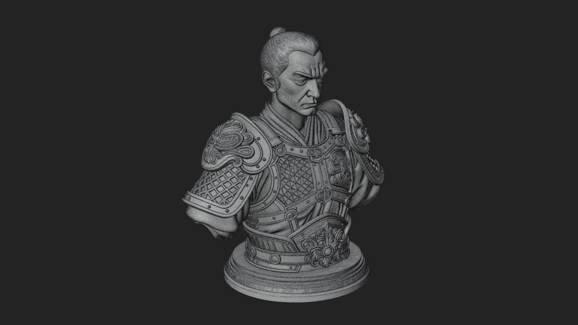 Chinese General Armor Bust Design 1 3D Print Model 3D Model
