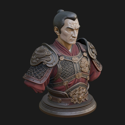 Chinese General Armor Bust Design 1 3D Print Model