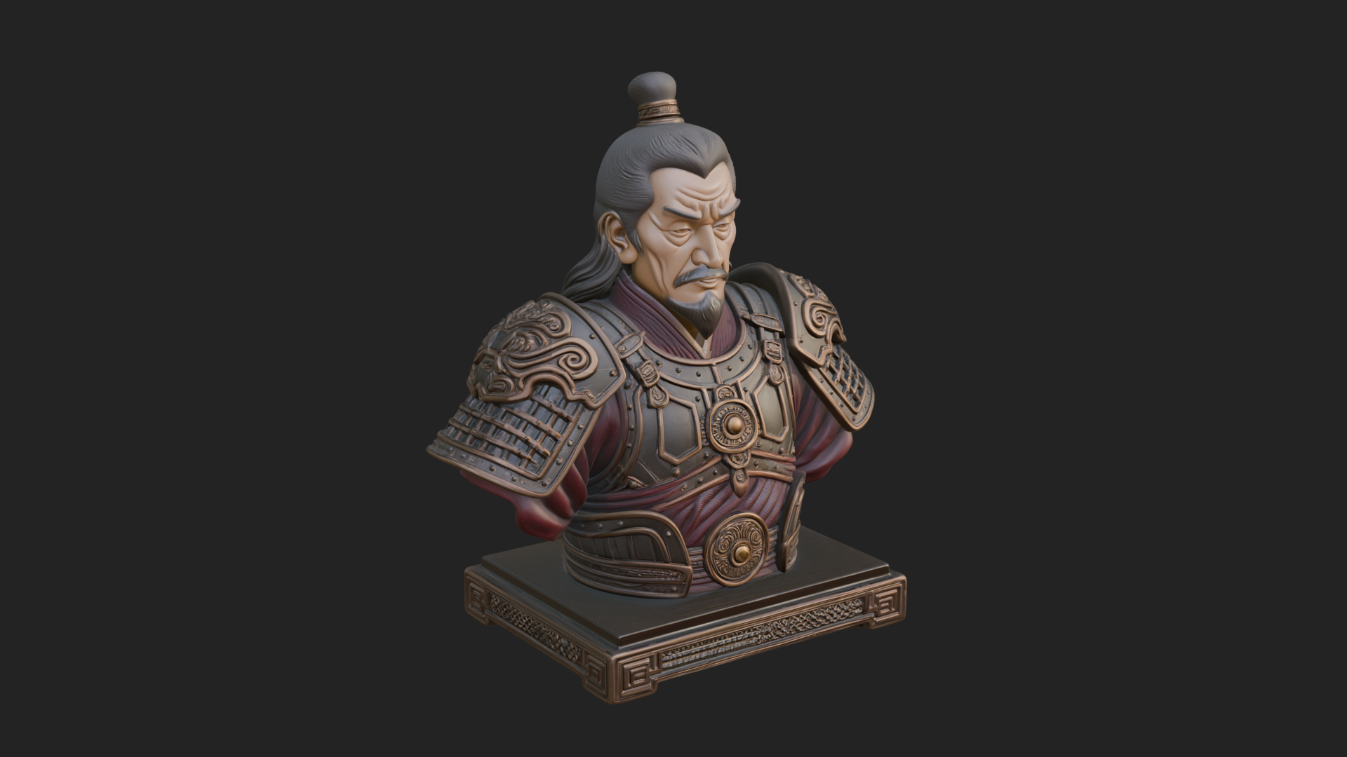 Chinese General Armor Bust Design 10 3D Print Model 3D Model