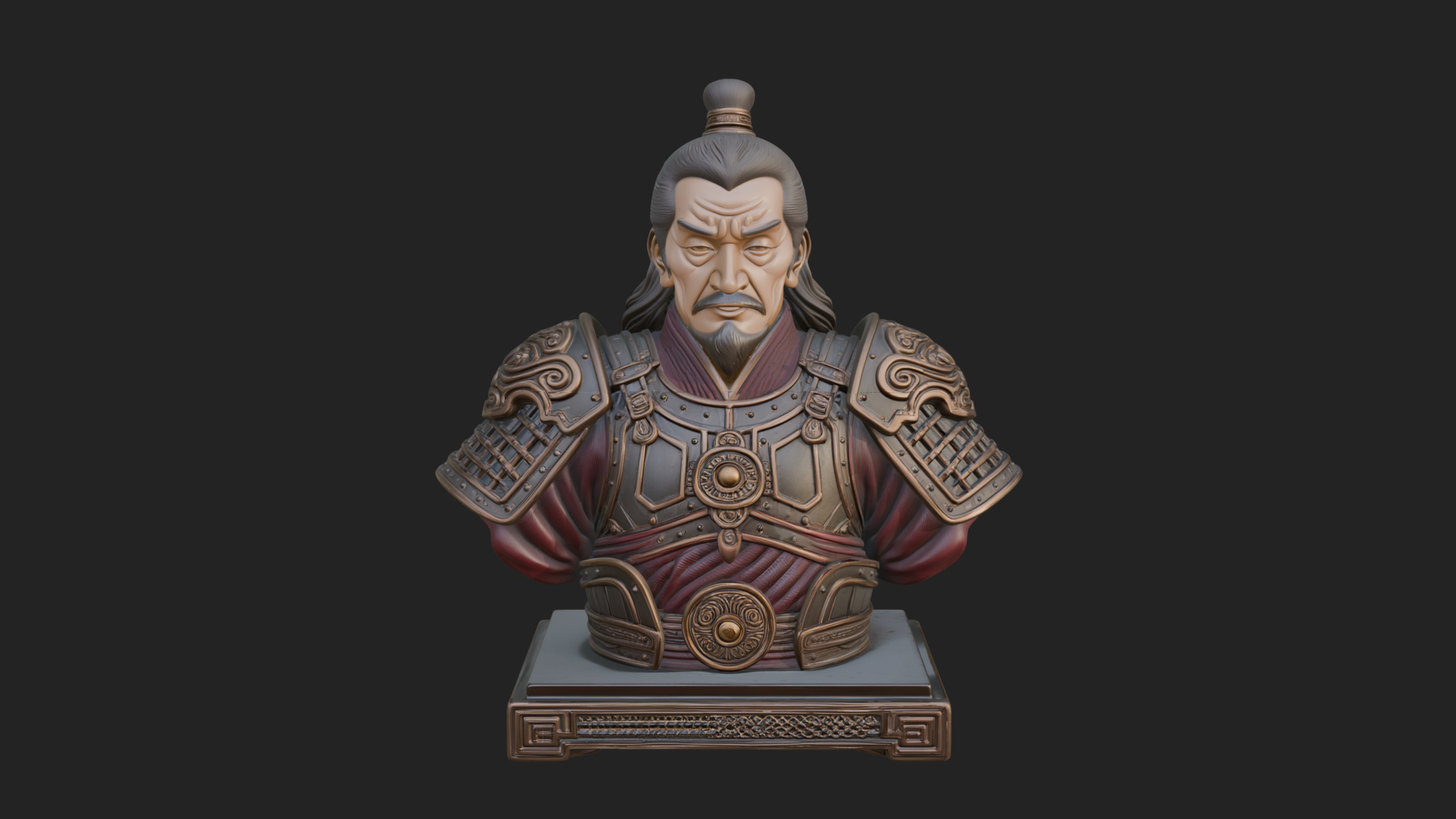 Chinese General Armor Bust Design 10 3D Print Model 3D Model