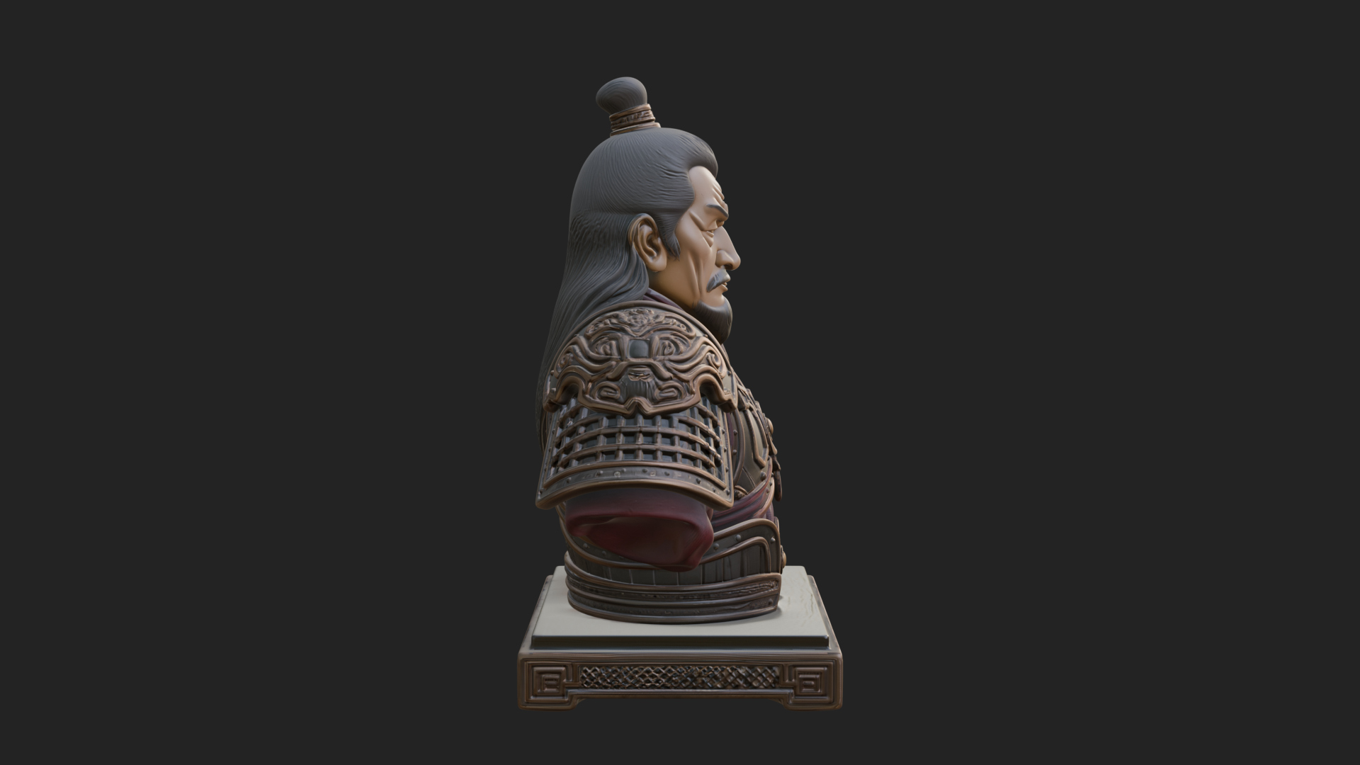 Chinese General Armor Bust Design 10 3D Print Model 3D Model