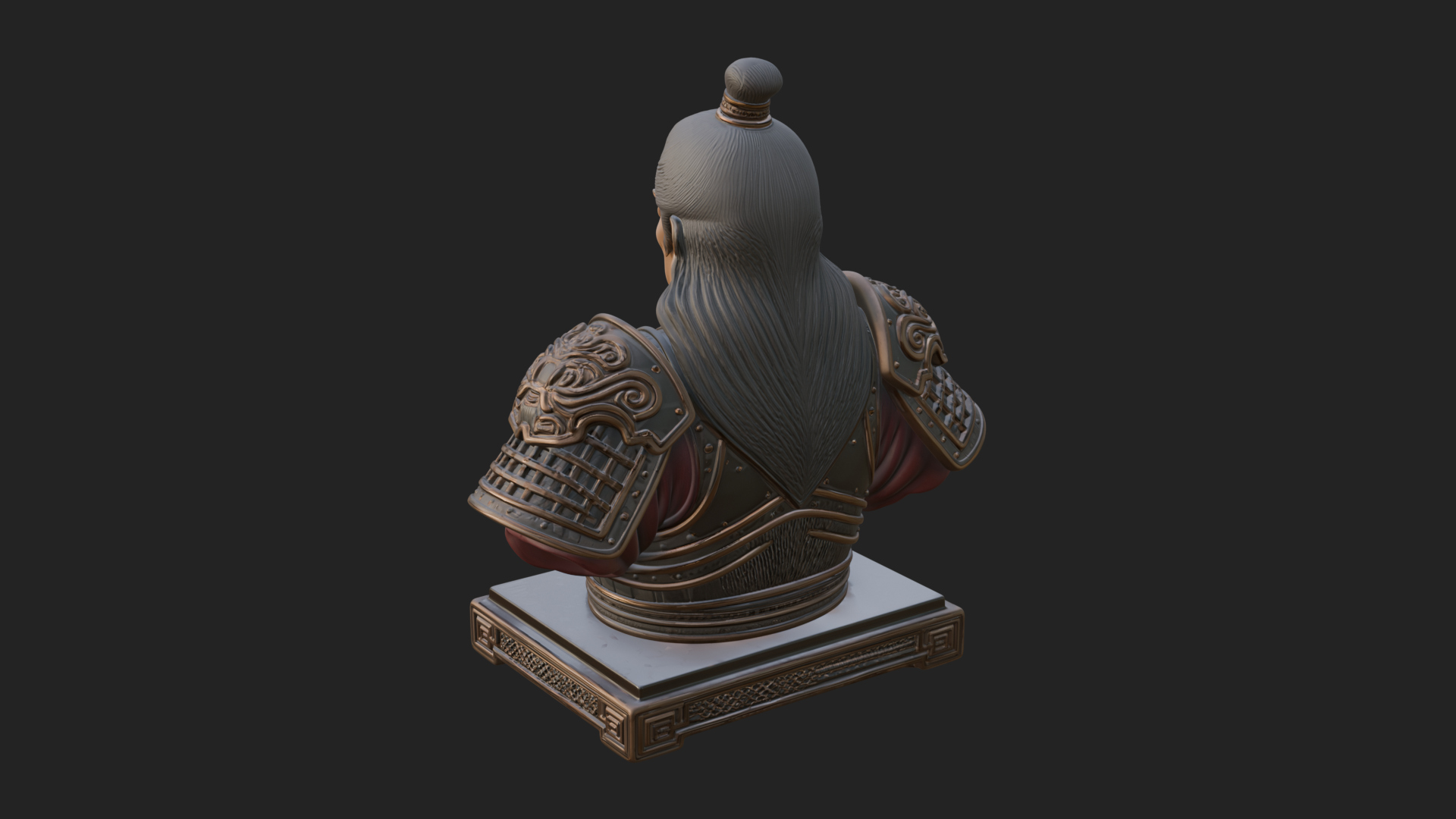 Chinese General Armor Bust Design 10 3D Print Model 3D Model