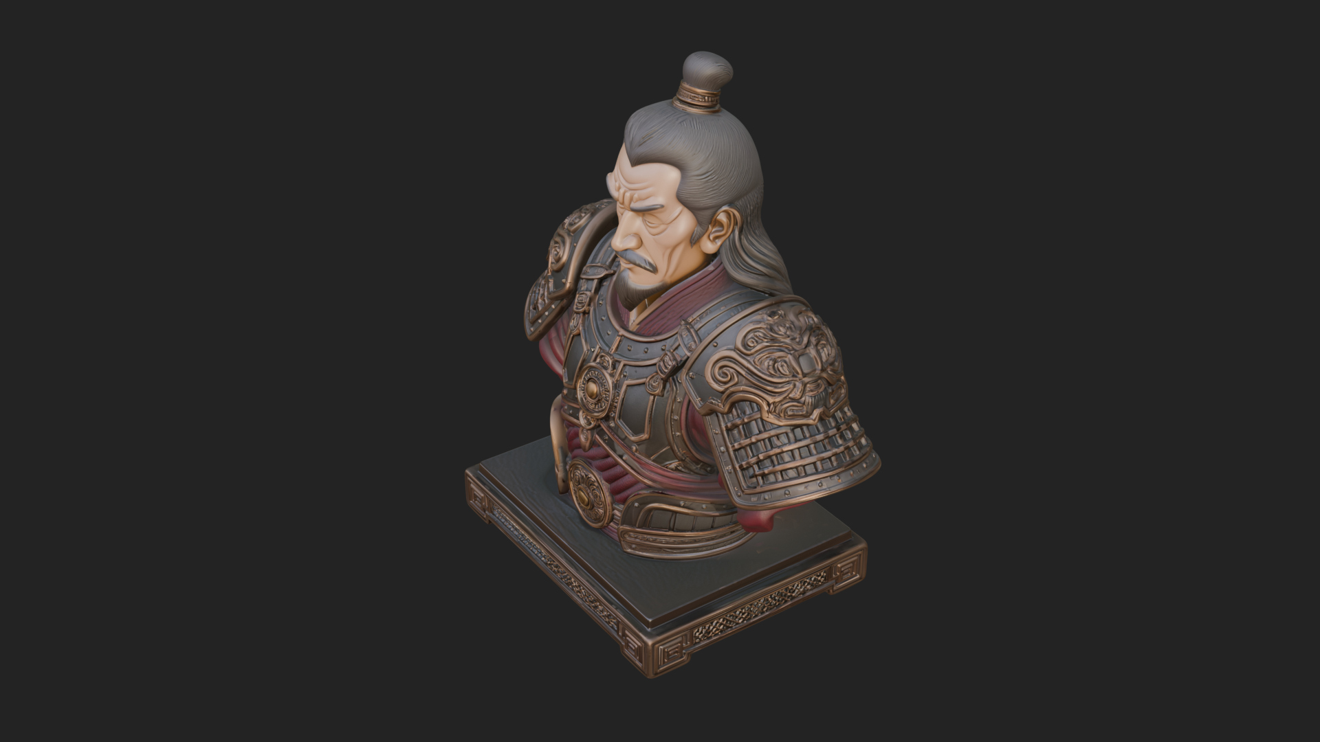Chinese General Armor Bust Design 10 3D Print Model 3D Model