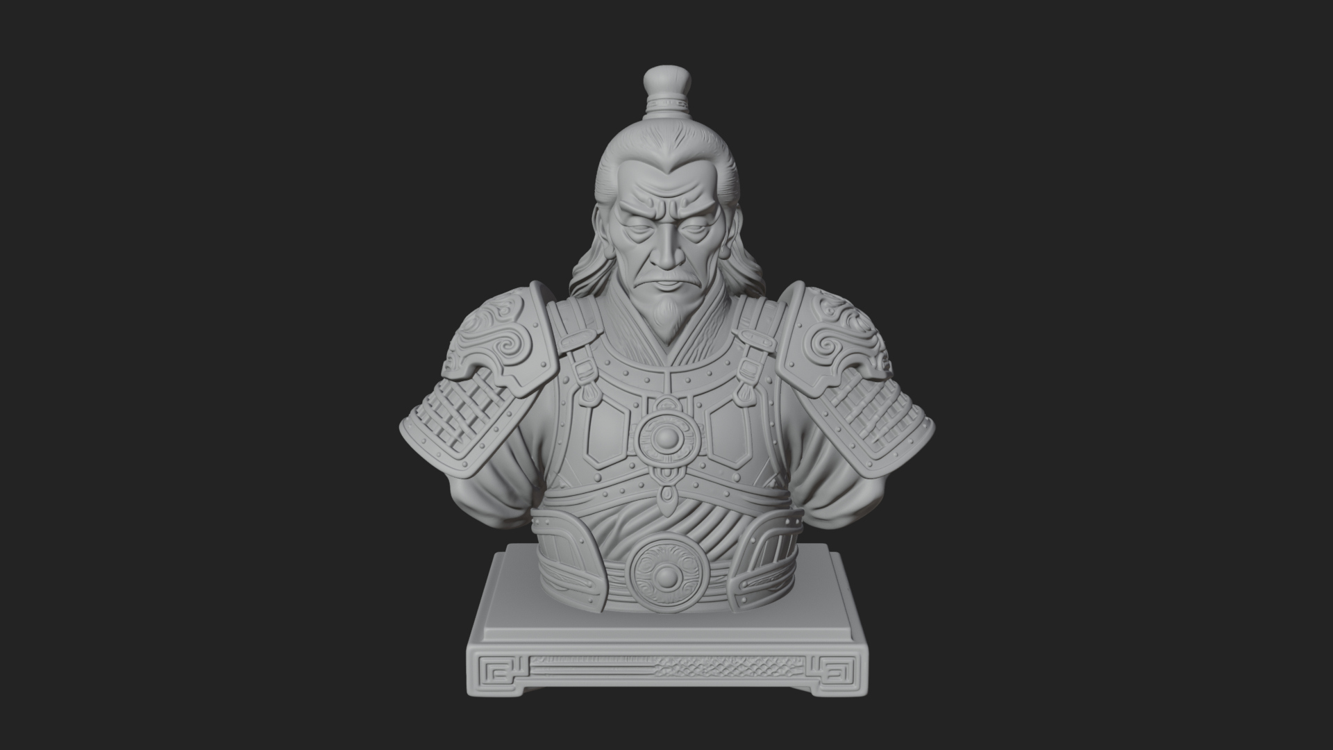 Chinese General Armor Bust Design 10 3D Print Model 3D Model