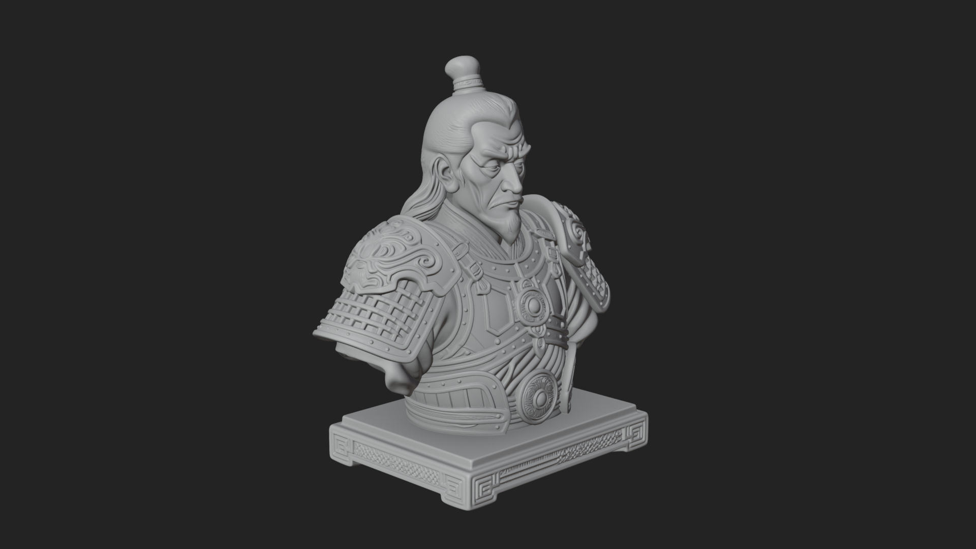 Chinese General Armor Bust Design 10 3D Print Model 3D Model