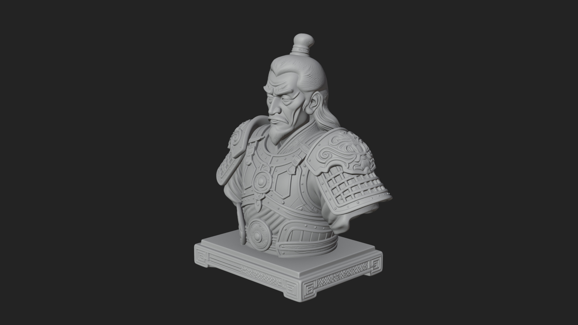 Chinese General Armor Bust Design 10 3D Print Model 3D Model