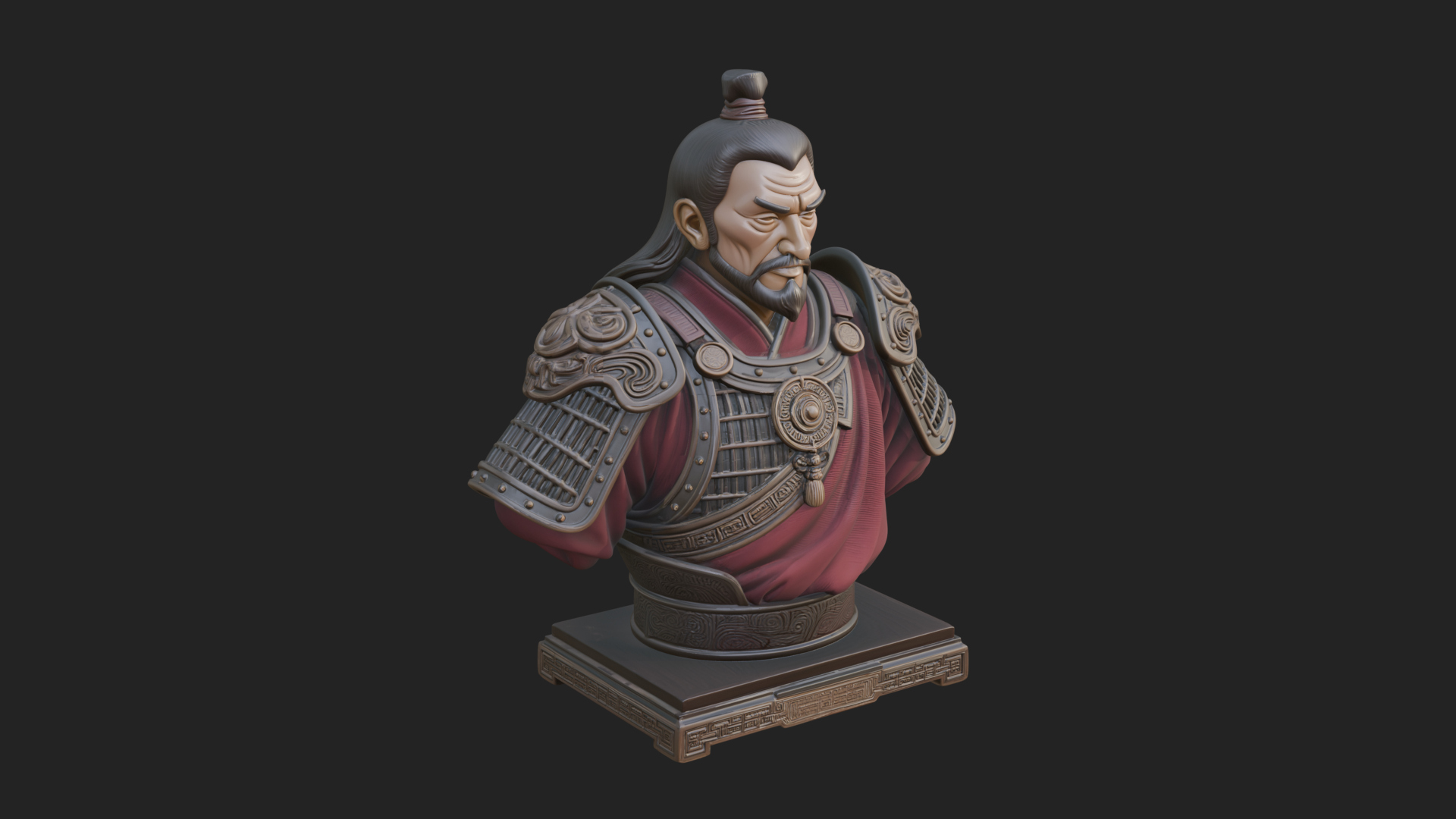 Chinese General Armor Bust Design 11 3D Print Model 3D Model