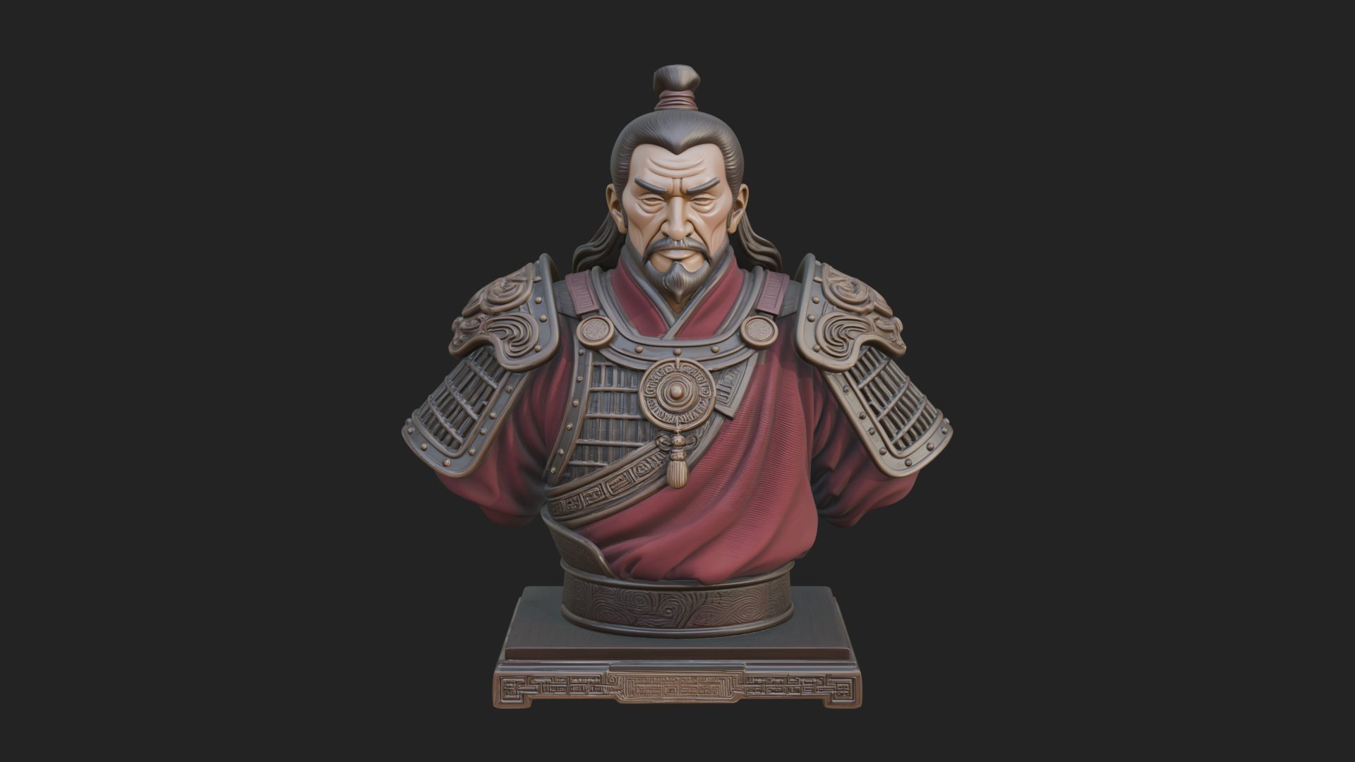 Chinese General Armor Bust Design 11 3D Print Model 3D Model