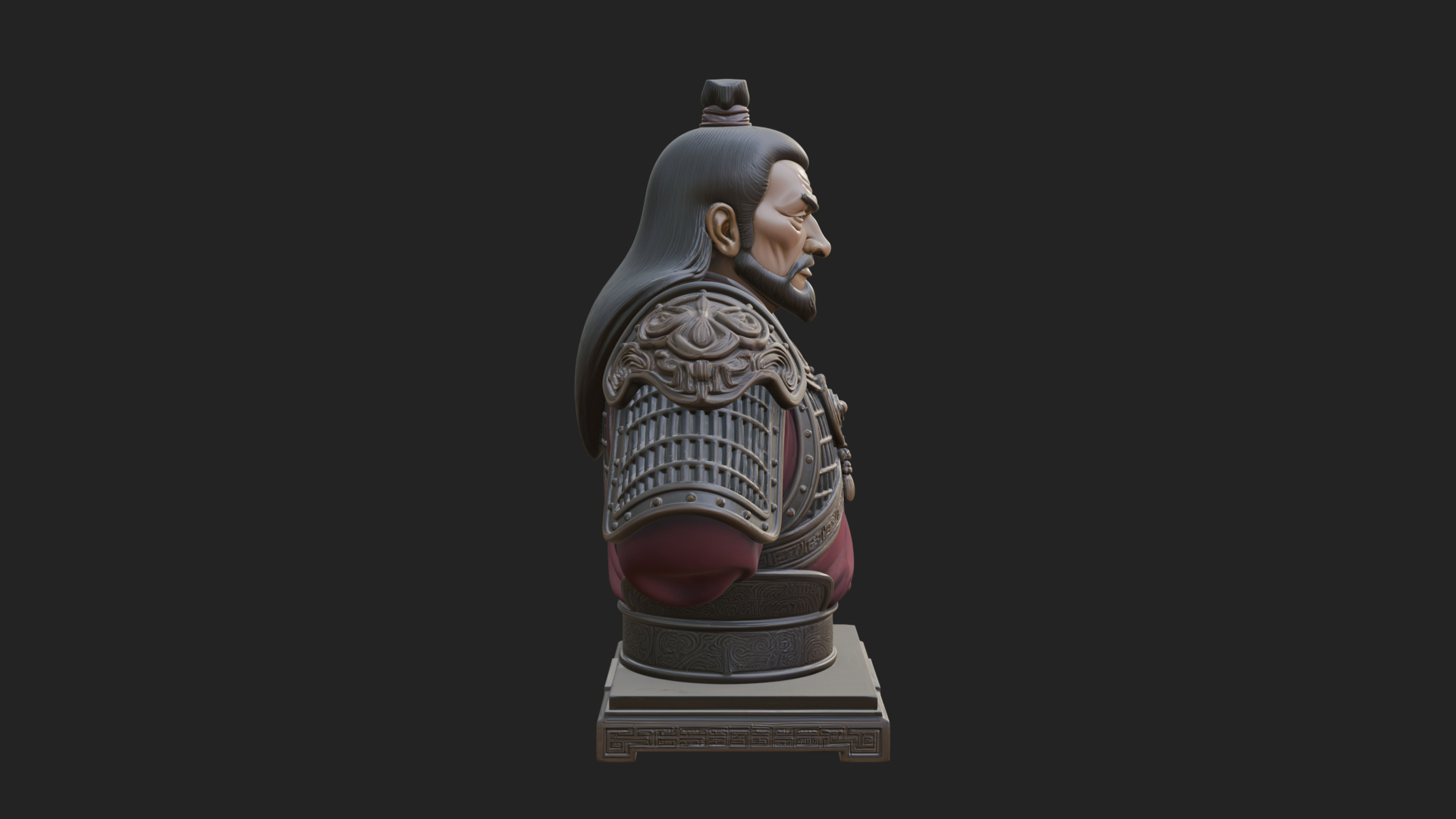 Chinese General Armor Bust Design 11 3D Print Model 3D Model