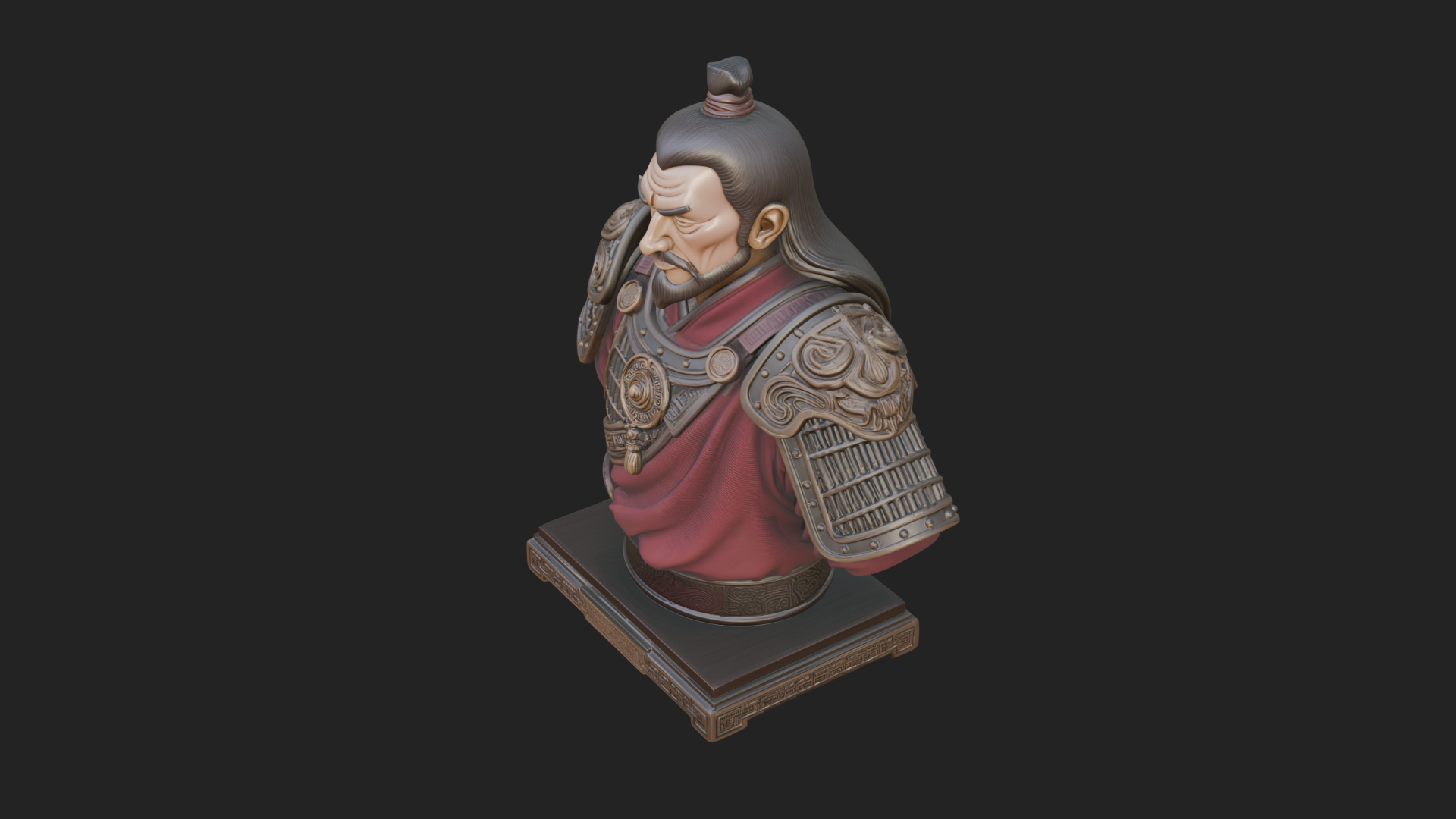 Chinese General Armor Bust Design 11 3D Print Model 3D Model